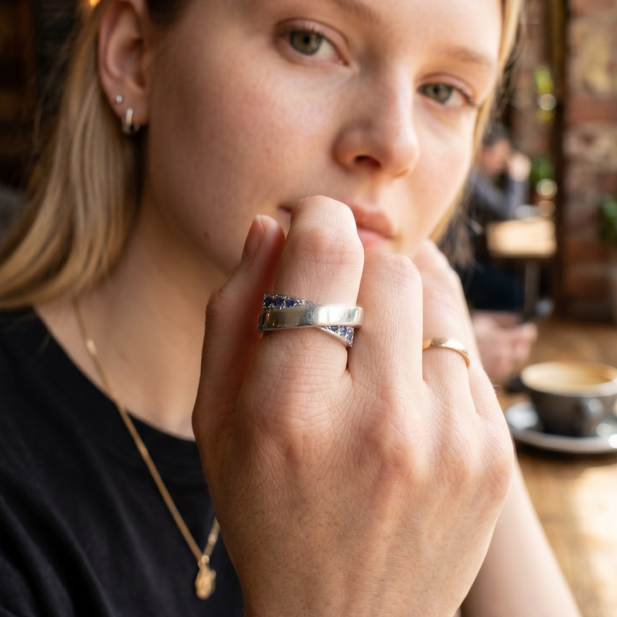 Cartier Nouvelle Vague Sapphire Crossover Ring in 18K White Gold