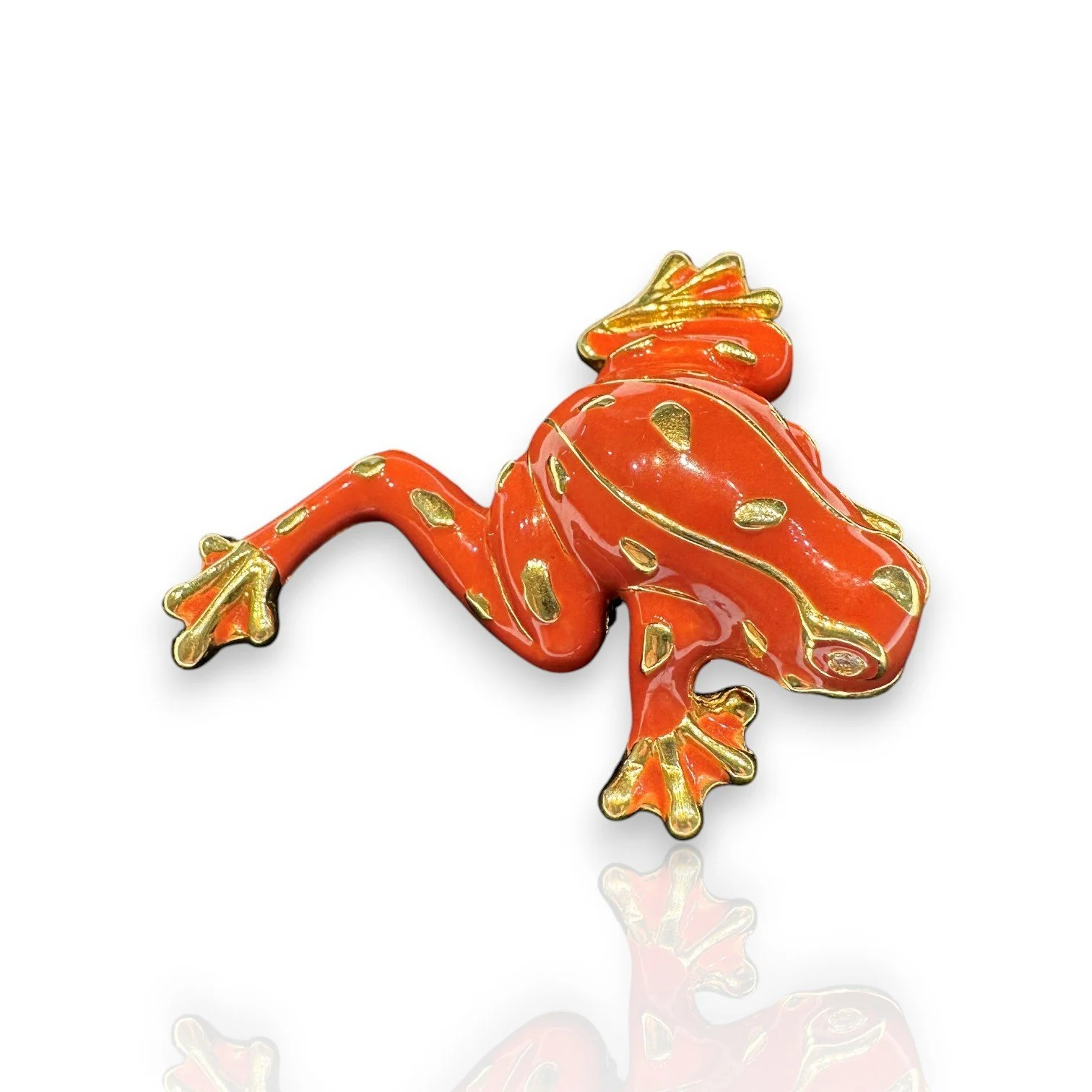 Italian Enamel & Diamond Frog Brooch