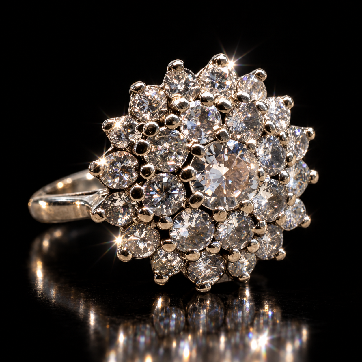 Vintage Diamond Cluster Ring – Approx. 2.00ct Diamonds in 18k White Gold
