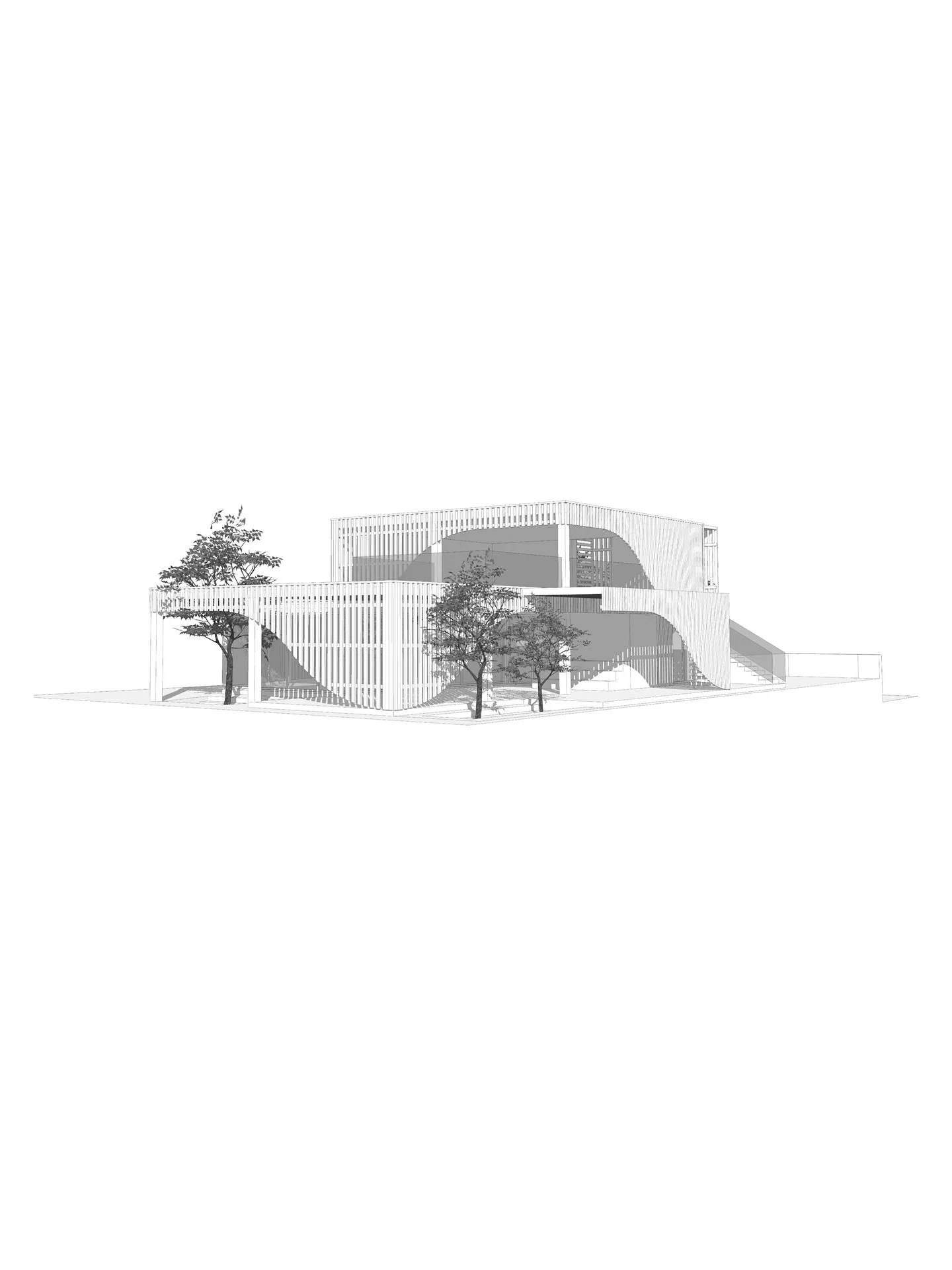 A new project in development: exploring how architecture can shape places of connection.
This outdoor caf&eacute; pavilion is designed as a light, open structure that frames views, filters sunlight, and creates a calm threshold between study and soci