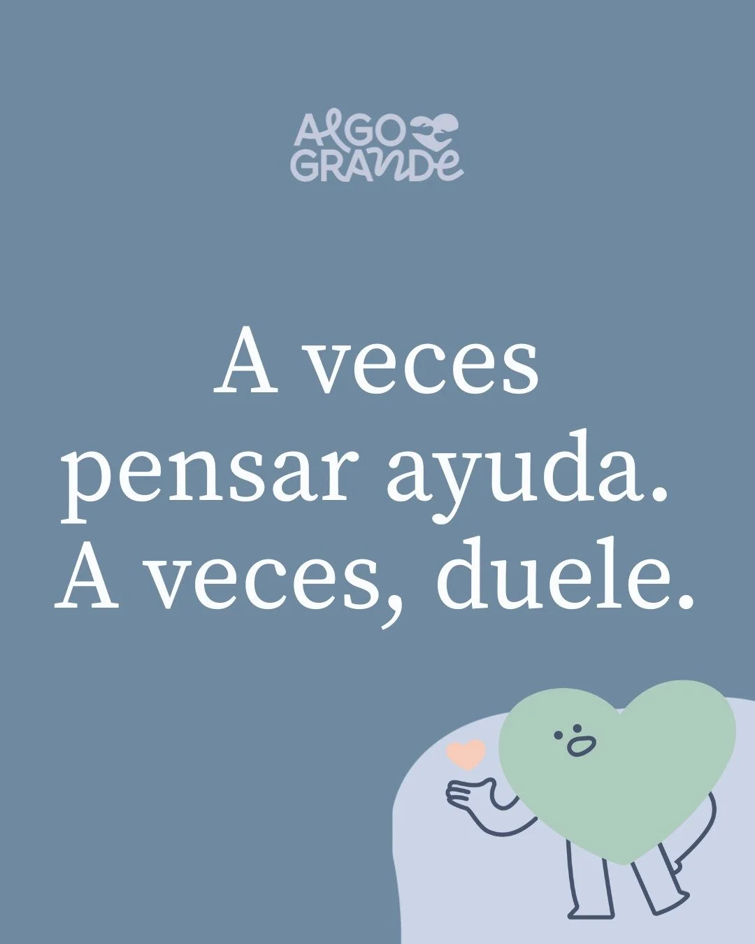 🧠💭 &iquest;Pensar demasiado?

En Algo Grande creemos que tambi&eacute;n existe otra forma: la de un pensamiento que calma, que conecta y que te ayuda a poner en palabras lo que sent&iacute;s. 🌿

Porque cuidar tu mente tambi&eacute;n es aprender a 