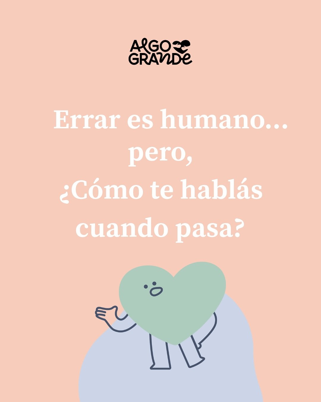 Errar es humano. Y necesario. 🫂 

👉 Nos ense&ntilde;aron a tenerle miedo al error, como si equivocarnos dijera algo malo de qui&eacute;nes somos. 
Pero en realidad, cada vez que erramos se abre una puerta para aprender, reparar, probar distinto, cr