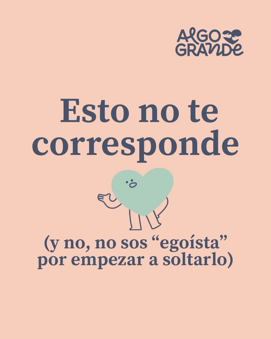 Cuidarte no es abandonar a otros. Es dejar de abandonarte a vos. 🫂 

Y tal vez no viniste a salvar, cargar o sostenerlo todo. Tal vez viniste a encontrarte,
a construir algo que tambi&eacute;n te incluya.

Algo Grande&hellip; pero propio.

&iquest;L