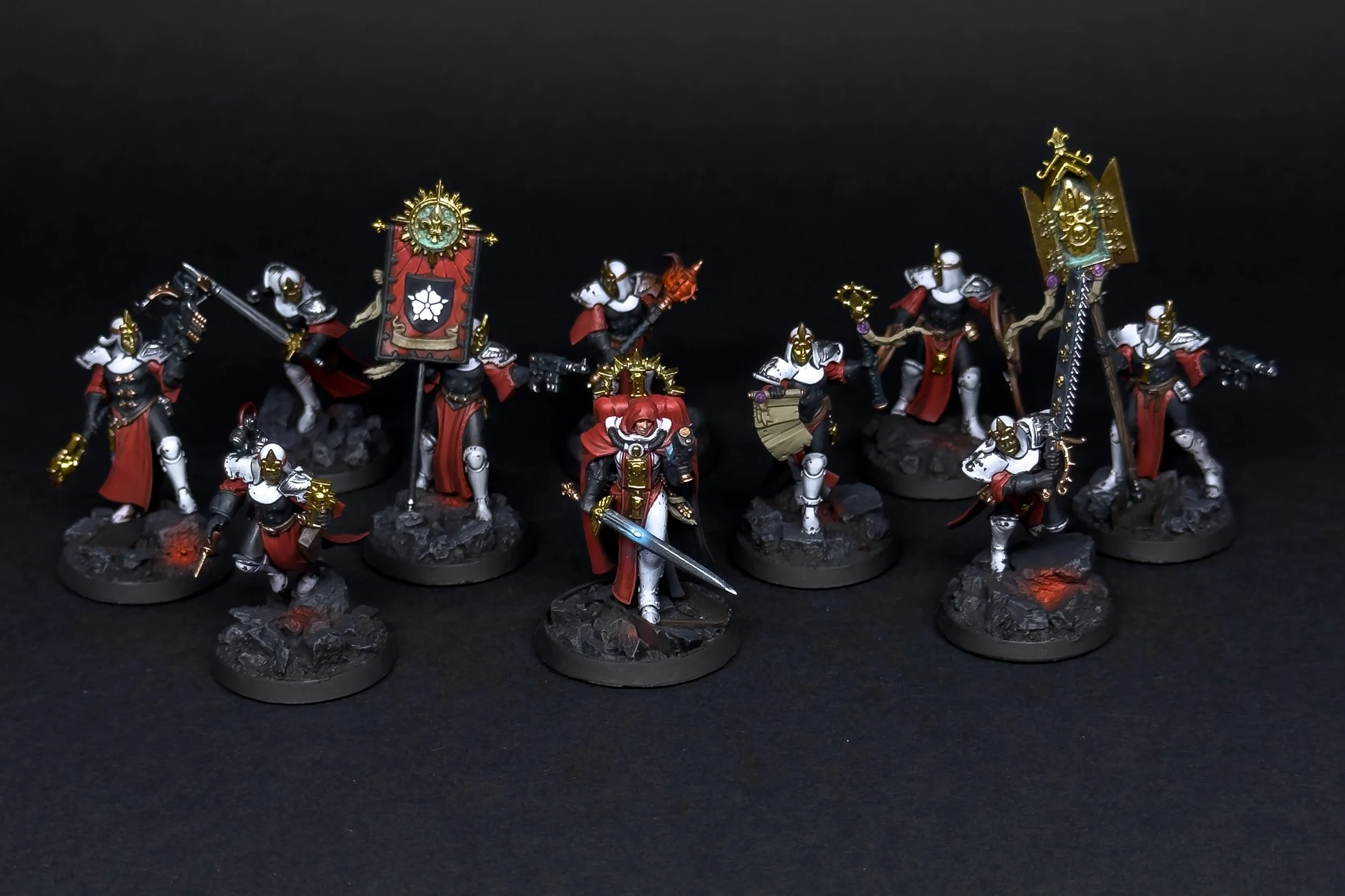 Escouade de soeurs novices, Sisters Noviates, soeurs de bataille, adepta sororitas, warhammer 40 000, warhammer, warhammer 40k, army painting, commission, service de peinture, peinture sur figurines, falcon miniatures