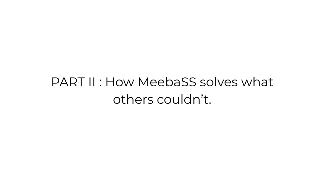 PART II : How MeebaSS solves what others couldn’t.