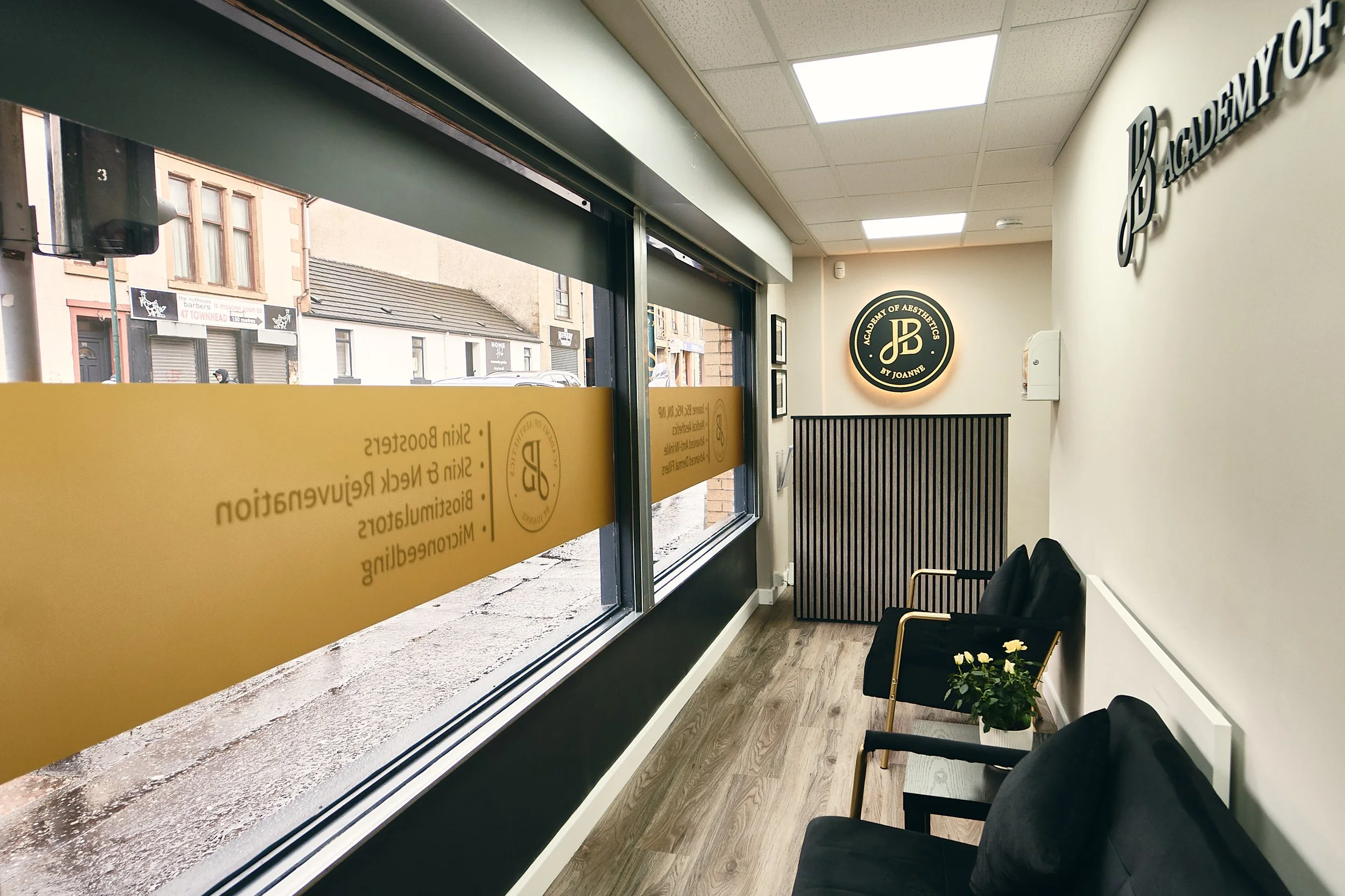 reception area of aesthetics clinic, JB Academy of Aesthetics, Kirkintilloch Glasgow