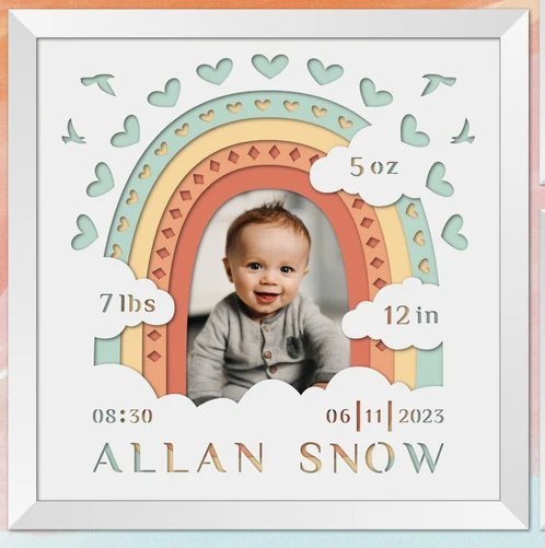 cadre 3D naissance arc-en-ciel