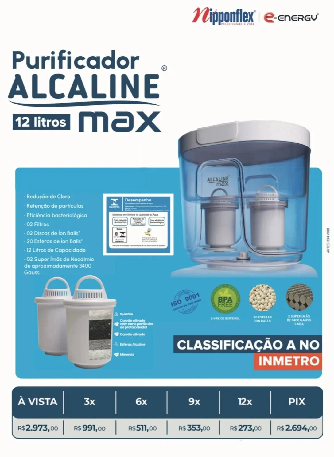 Preço purificador alcaline max nipponflex