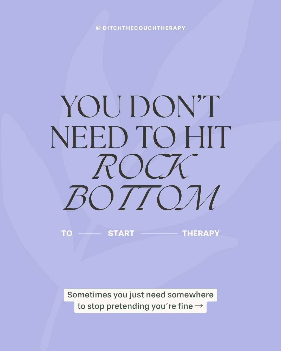 Most people don&rsquo;t start therapy when things get bad.

They start when holding it together starts costing too much.

Because by the time you hit rock bottom, you&rsquo;re usually in survival mode, you&rsquo;re not processing, you&rsquo;re patchi
