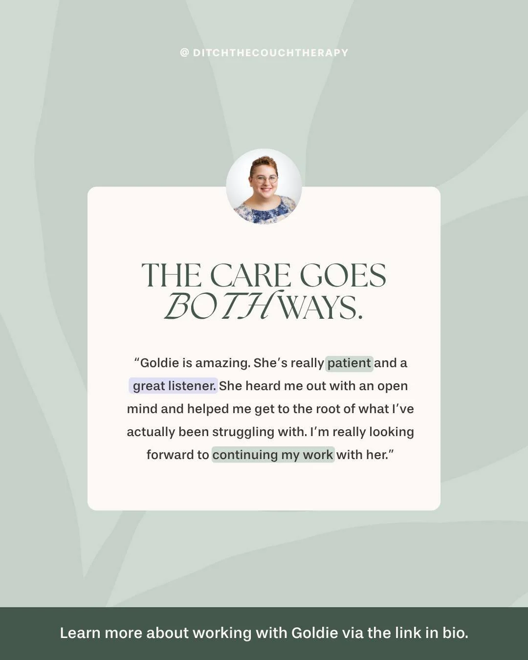 If you&rsquo;ve been looking for a therapist who actually listens and who helps you slow down, make sense of things, and feel understood, you might want to meet Goldie.

💻 Virtual sessions available
📅 Flexible scheduling

Start your first session t