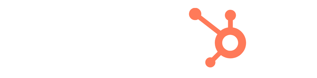 Logo of HubSpot with the name written in white letters and an orange molecular structure next to the letter 'o'.