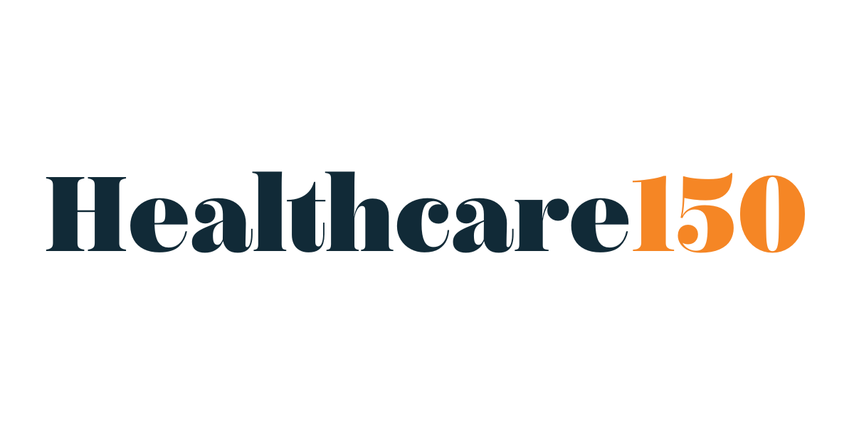 Logo with the text 'Healthcare 150' in dark blue and orange colors.