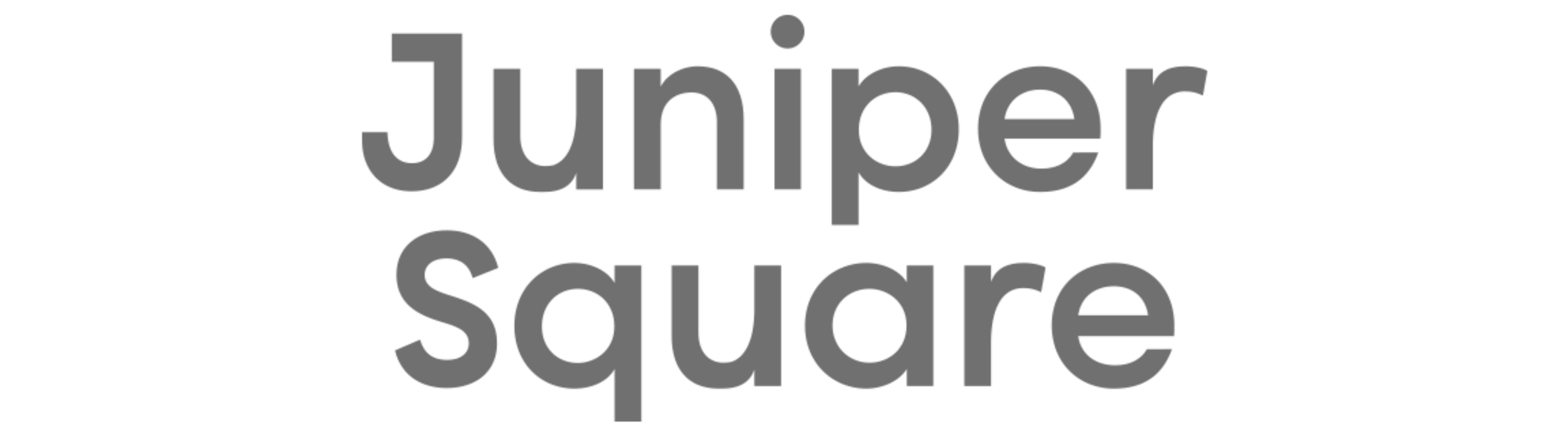Text saying 'JUNIPER SQUARE' in large, gray letters on a black background.