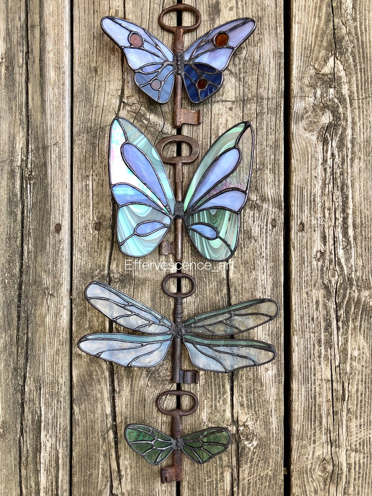 🗝️Skeleton Key Stained Glass Butterflies🦋 these are some of my favourite pieces I have ever made, the colours, shapes and large size make them so unique! 
➡️I do have smaller ones available in my shop - LINK IN BIO if you are interested! 
Also, I d