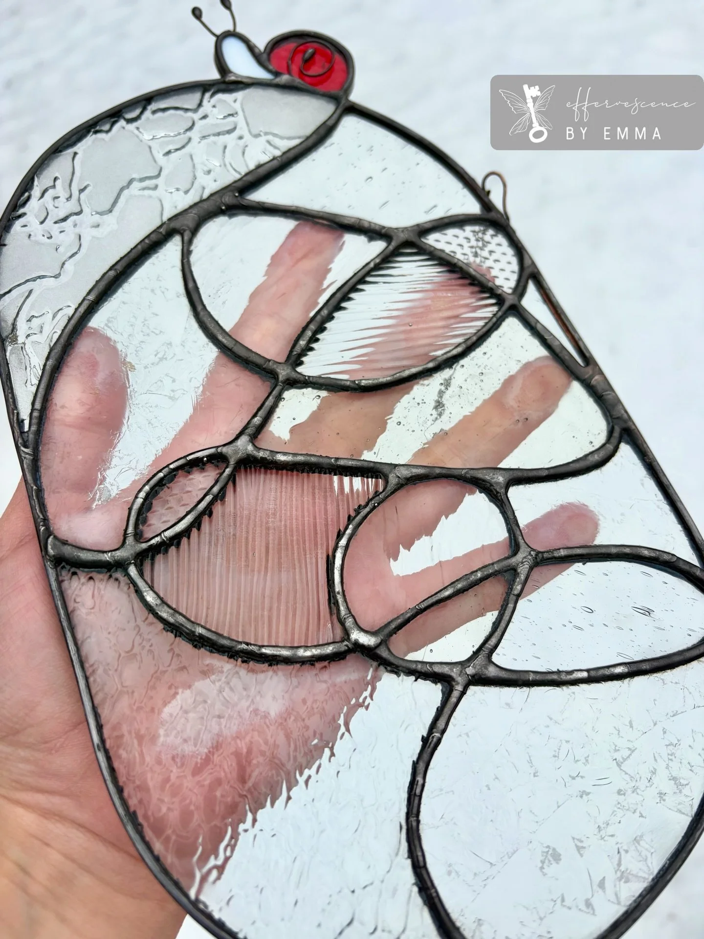 Snail trail! How adorable is this suncatcher, I love experimenting with textures and clear glass. I have been very busy making pieces for my upcoming markets! The first one is Trinity Bellwoods May 10. Hopefully the new pieces I am making will be a h