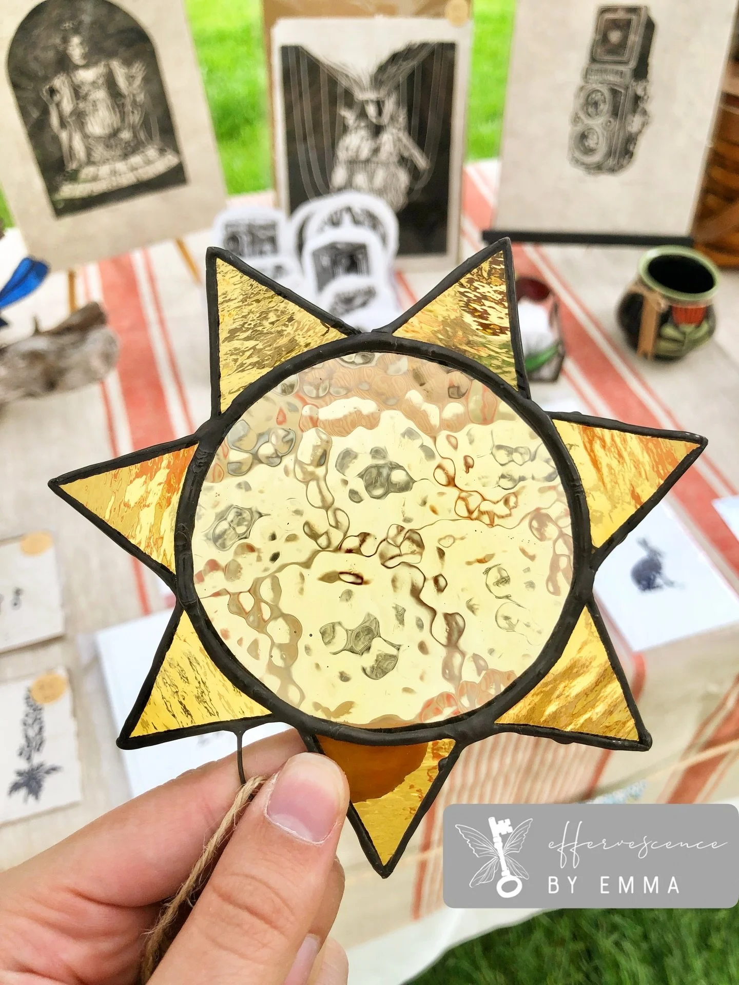 I am in full swing preparing for markets and coming up with new pieces to showcase among favourites from last year! Here is a picture of a super simple sun suncatcher that was so beautiful in the light!

I think Instagram is making my posts not reach