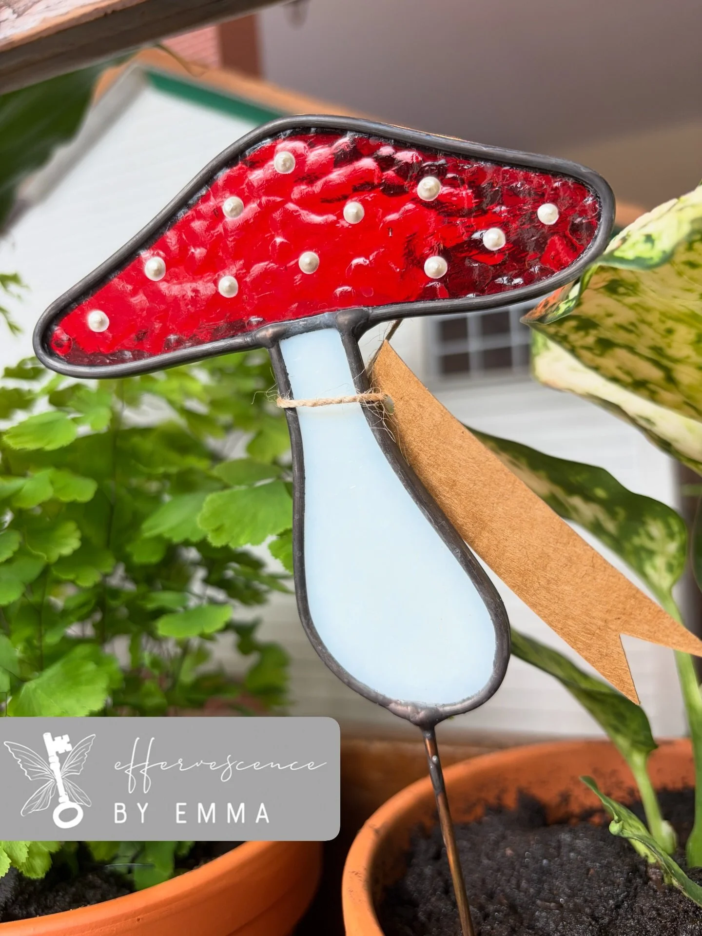 This cutie will be available 📍Trinity Bellwoods Park on May 10th! Come by and see the amazing pieces available for Mother&rsquo;s Day! @torontoartisan 
#stainedglassplantstake#glassart#mushroom#mushroomart#mushroomglass