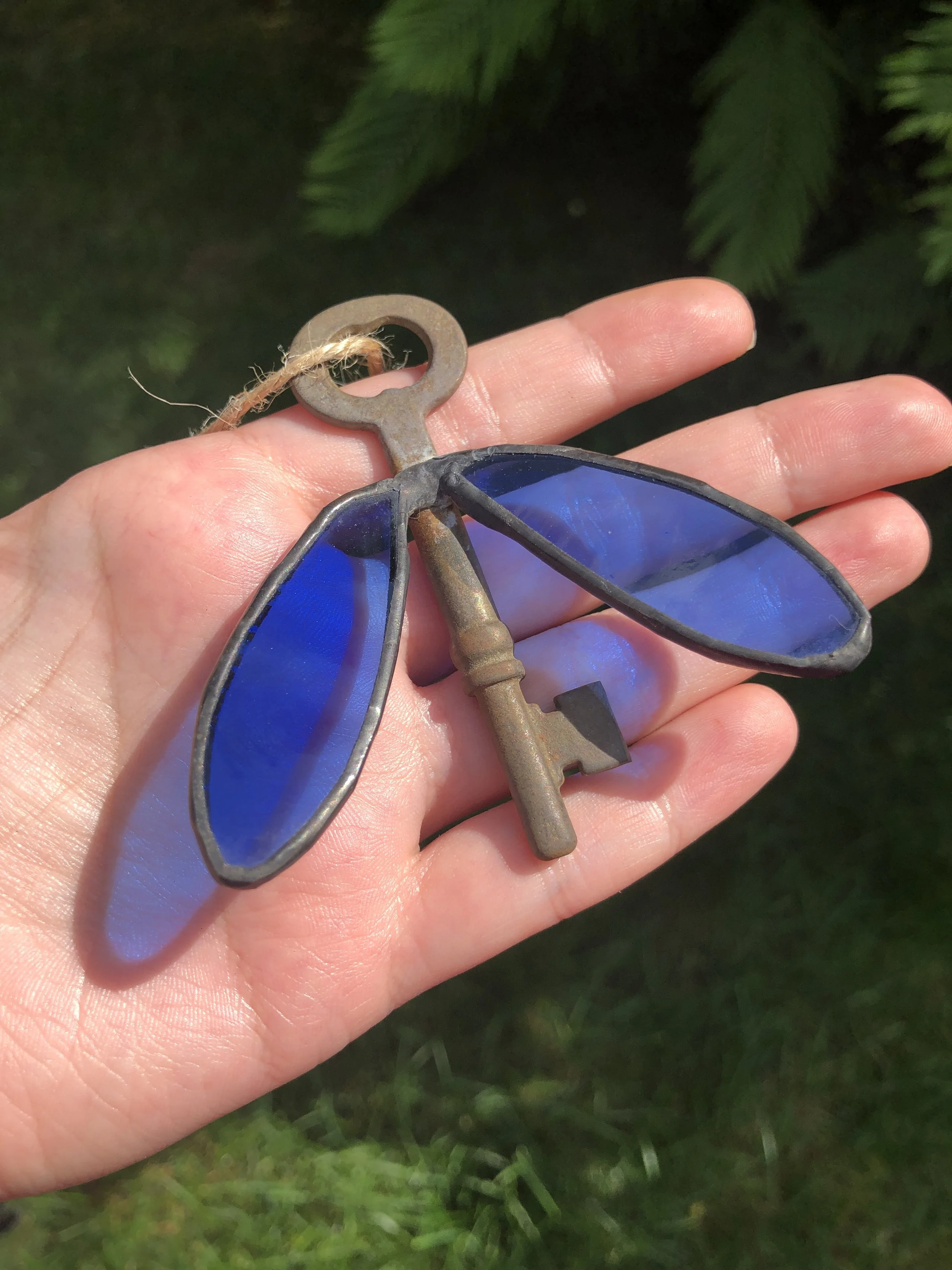 Stained Glass Antique Key Butterfly/Bug