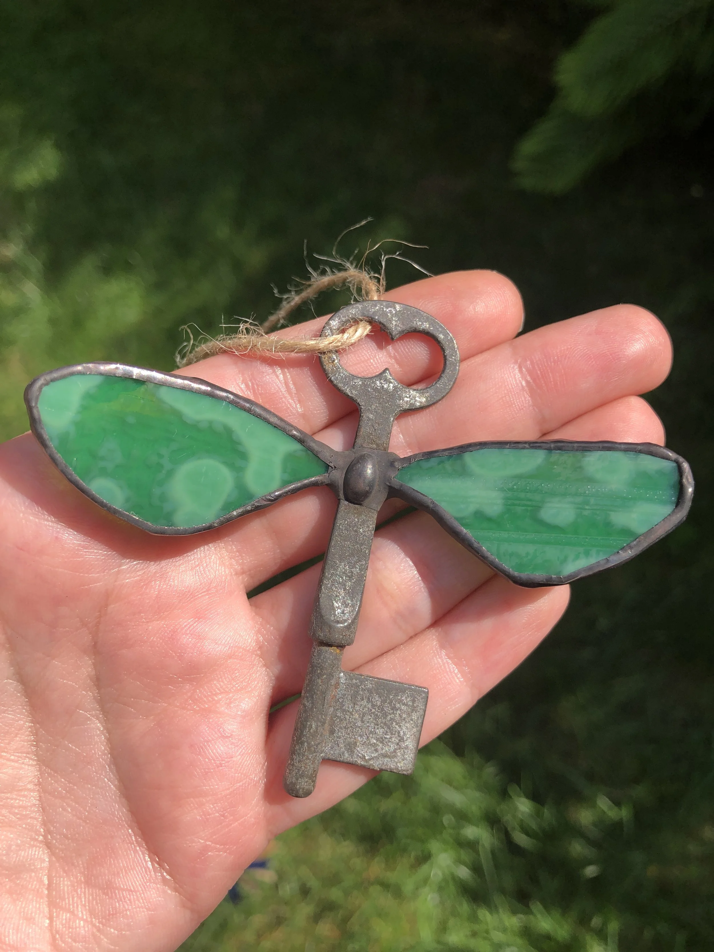 Stained Glass Antique Key Butterfly/Bug