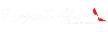 Logo que dice 'Project Glam' con un zapato de tacón rojo. Cliente de Brava. Marca de consultoría de moda.