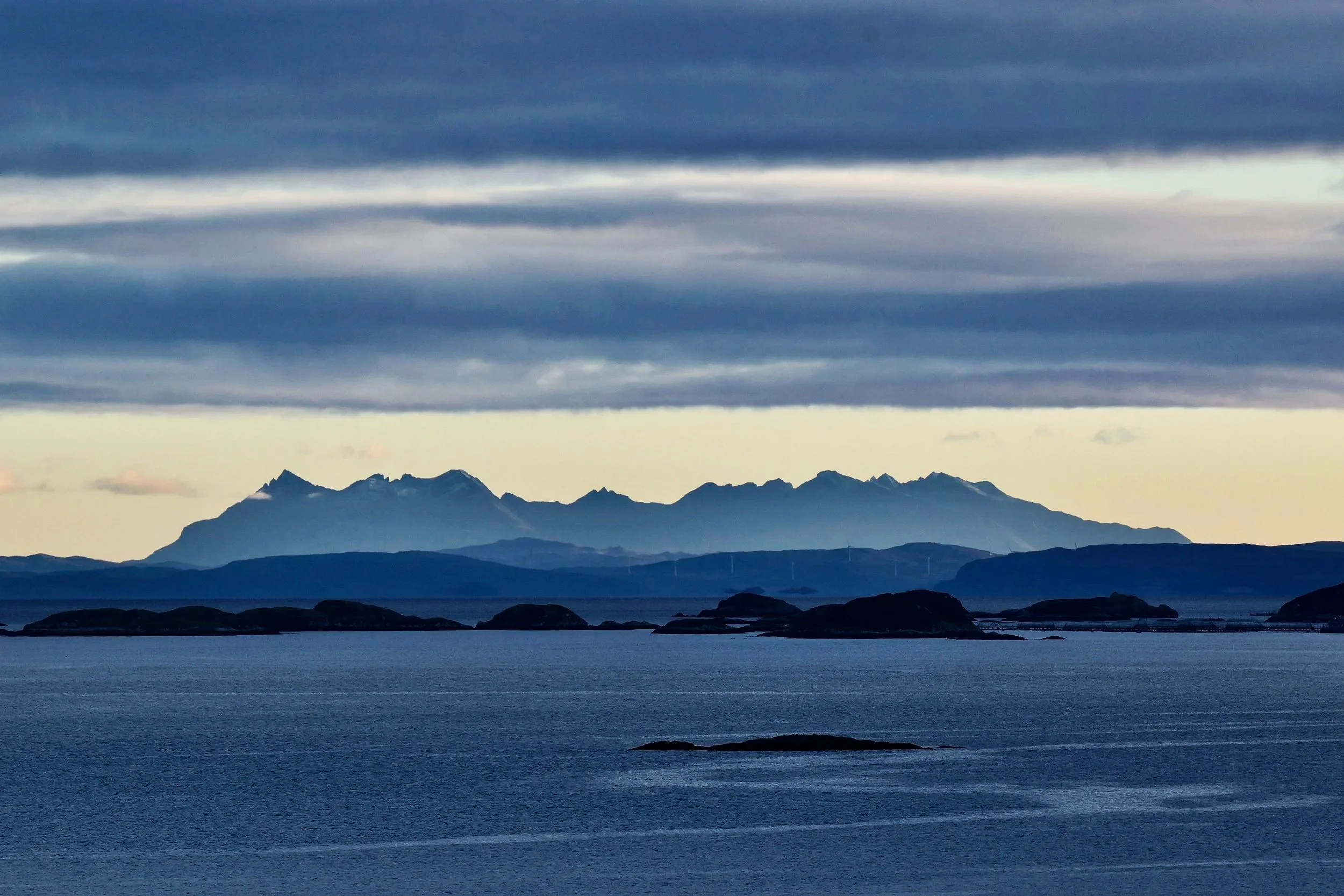 Black Cuilin ridge, Skye, from Tarbert Isle of Harris. 