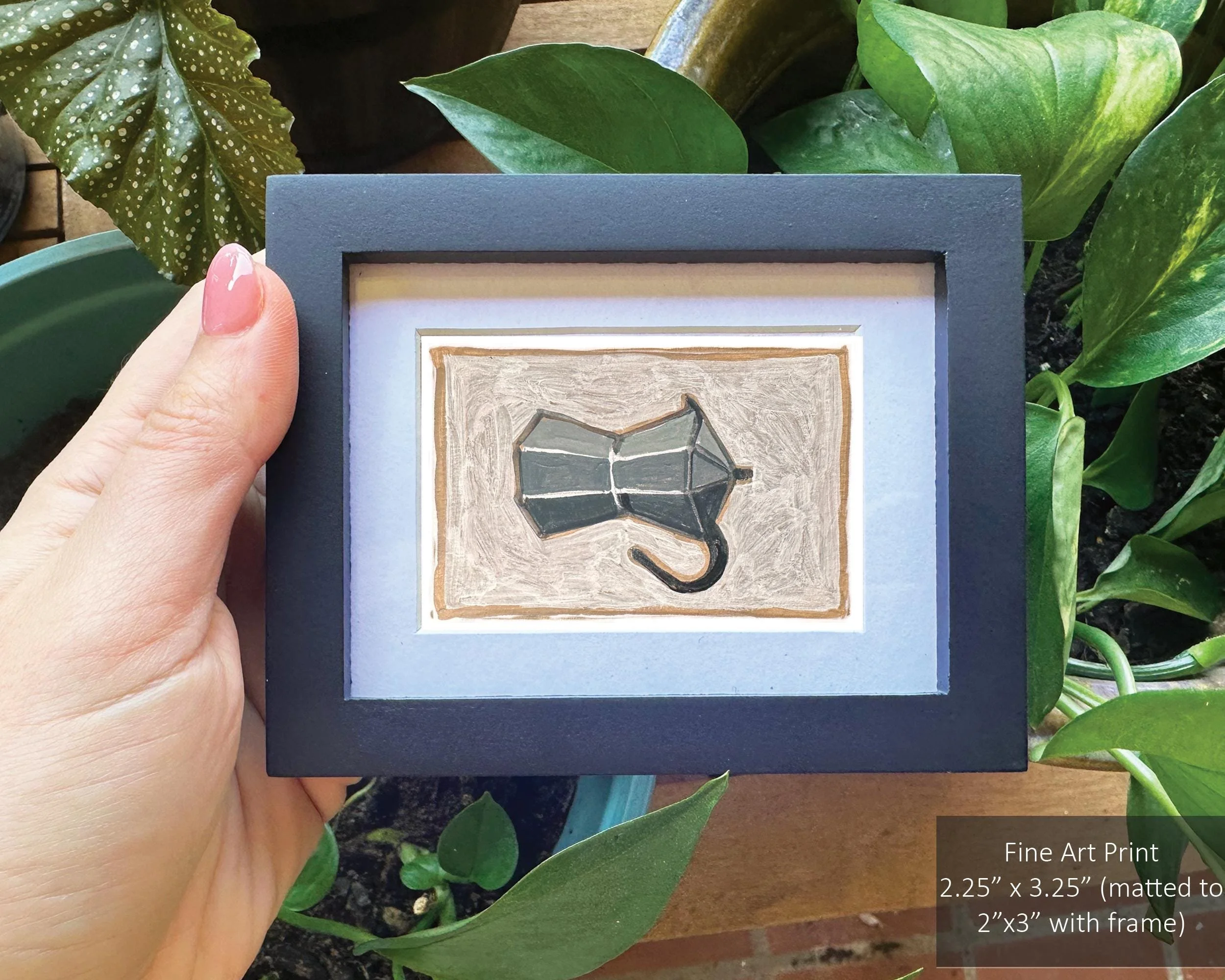Vintage-style mini moka pot illustration in warm tones.