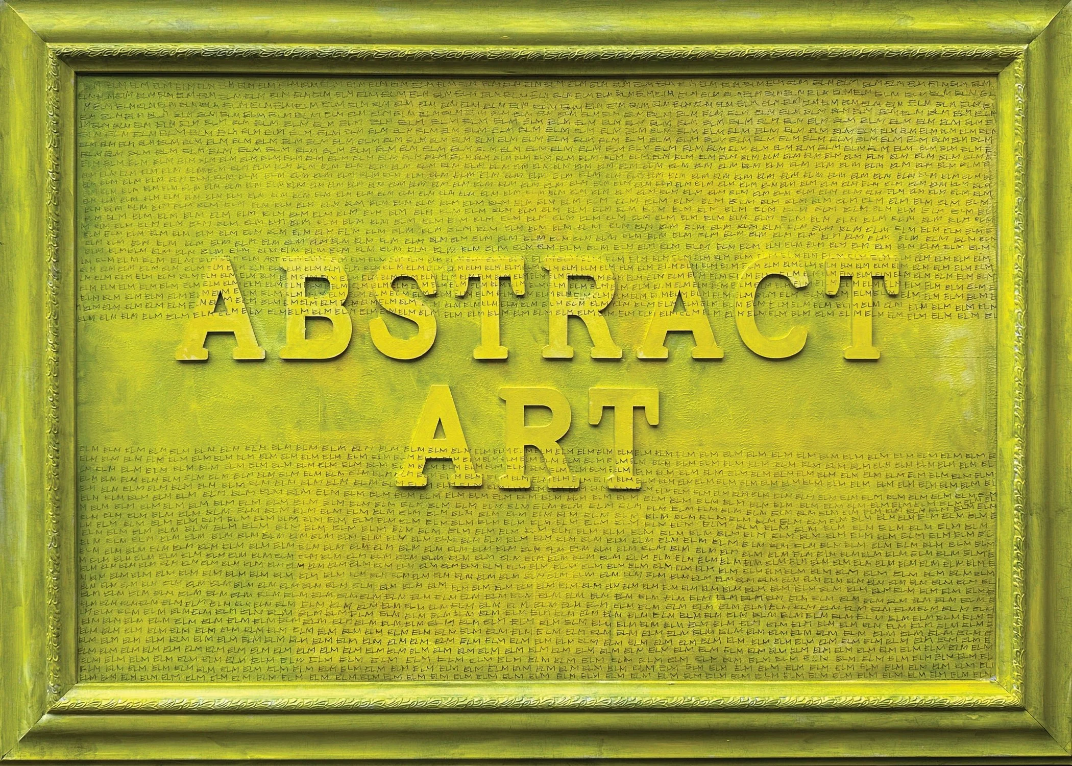 Green monochromatic abstract art painting with bold text “abstract art.”