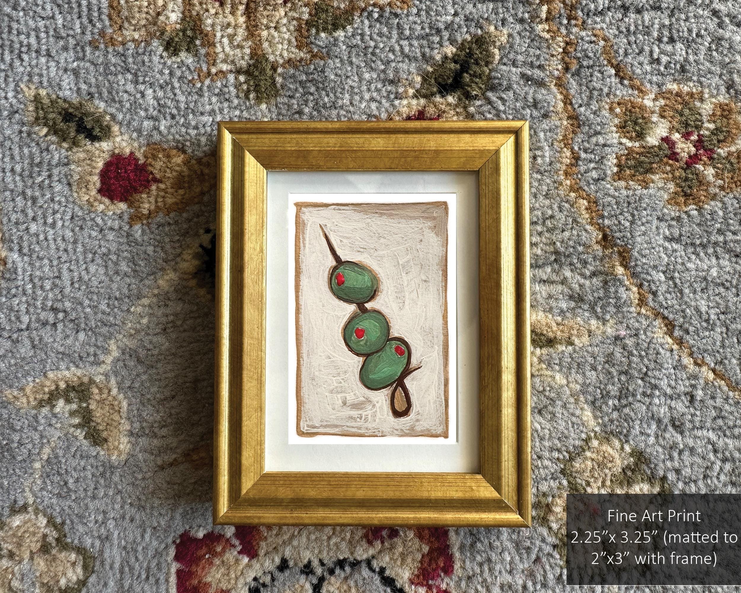 Vintage olive-themed art print with classic styling.