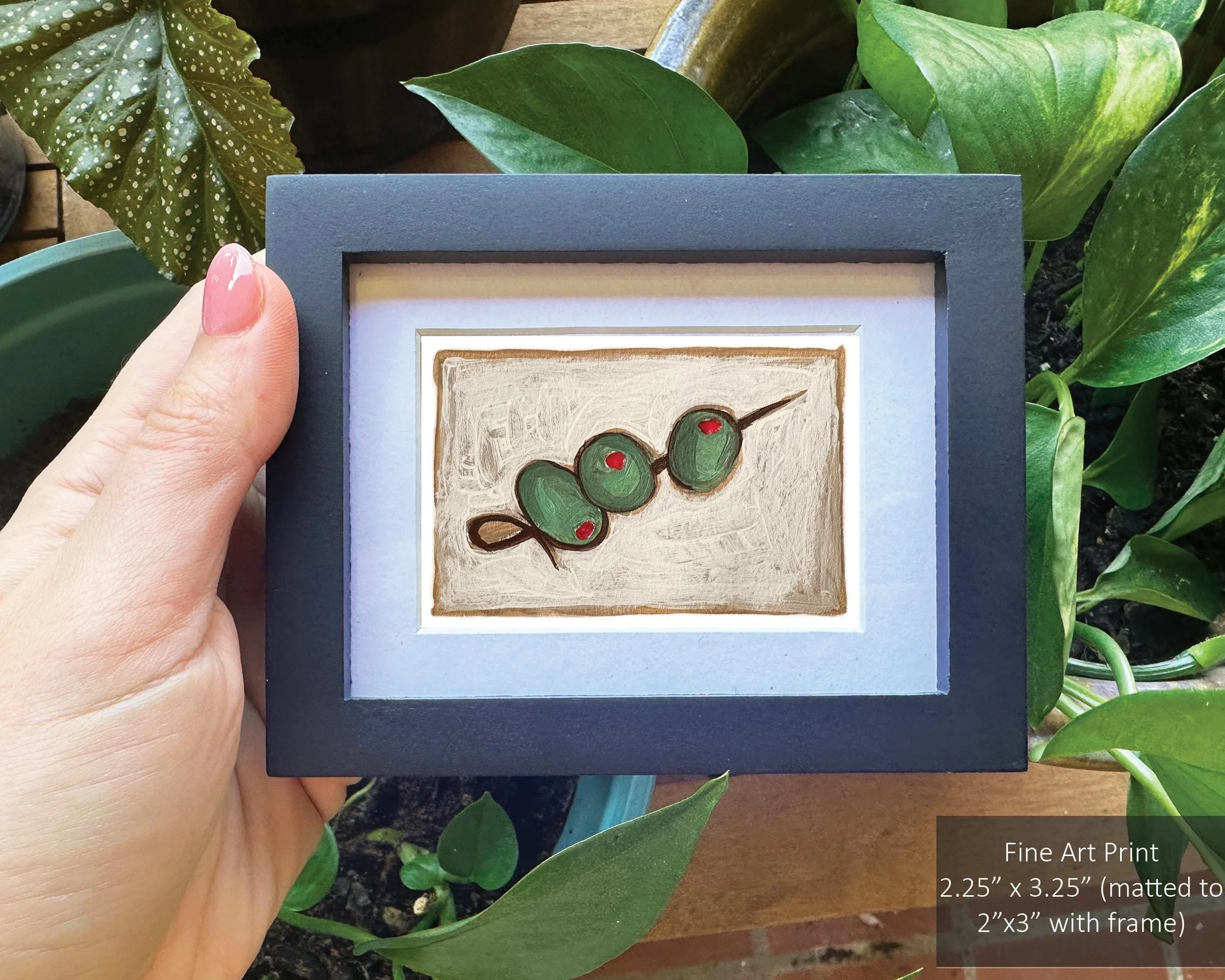 Vintage olive-themed art print with classic styling.