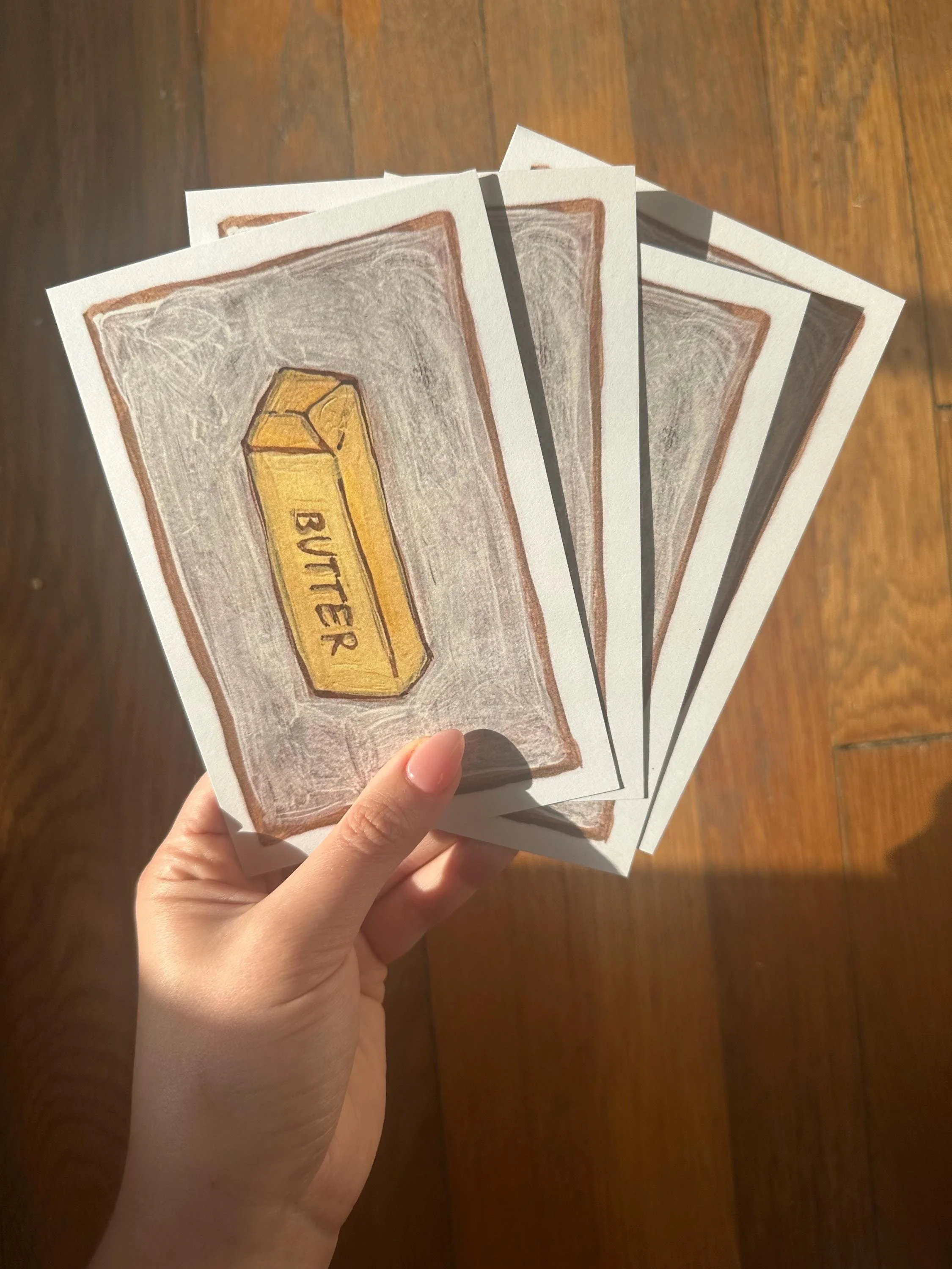 Vintage butter-themed art print with retro design elements.