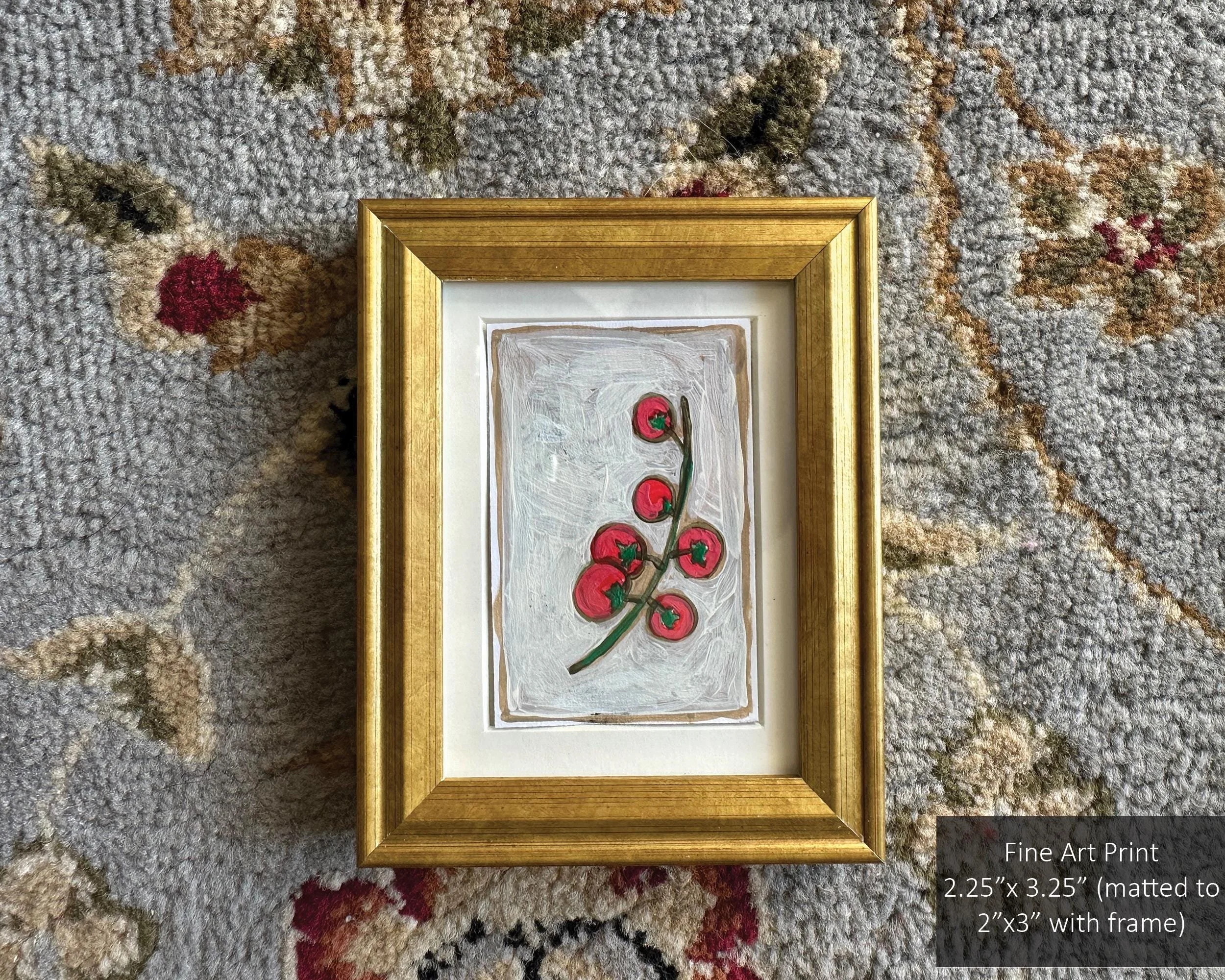 Vintage tomato-themed art print with nostalgic color palette.