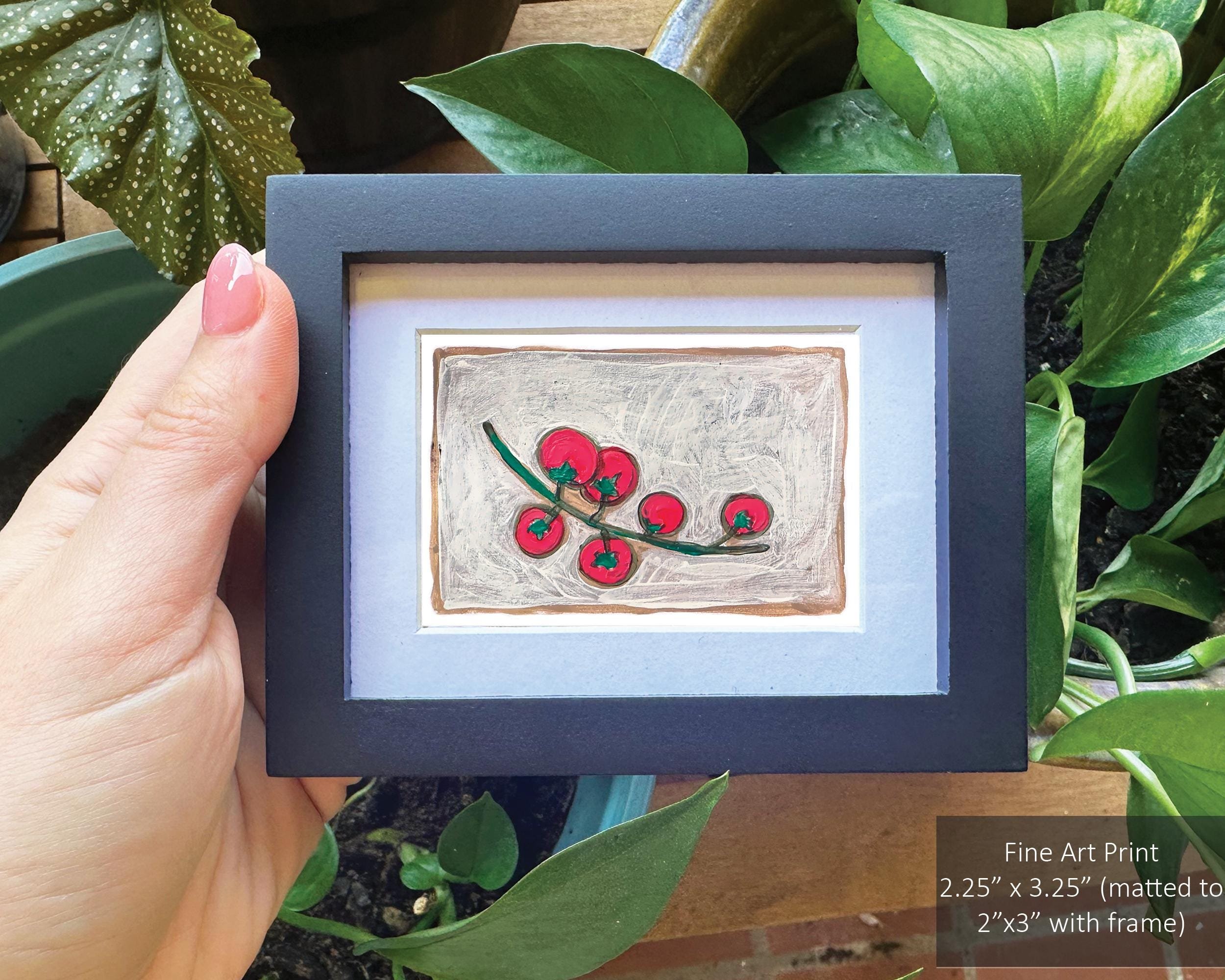 Vintage tomato-themed art print with nostalgic color palette.