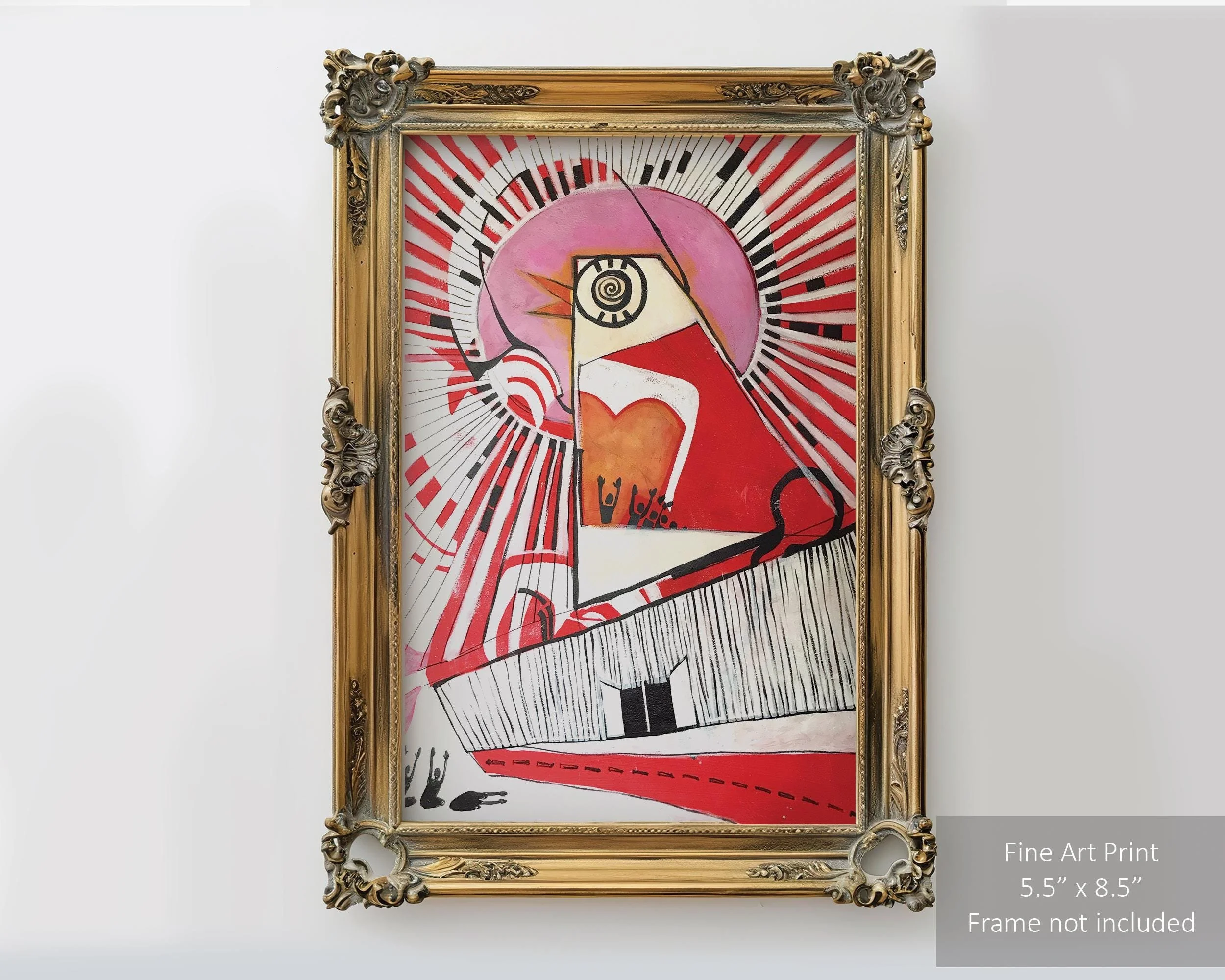 Funky eclectic painting of the KFC Big Chicken landmark in Marietta, Georgia.
