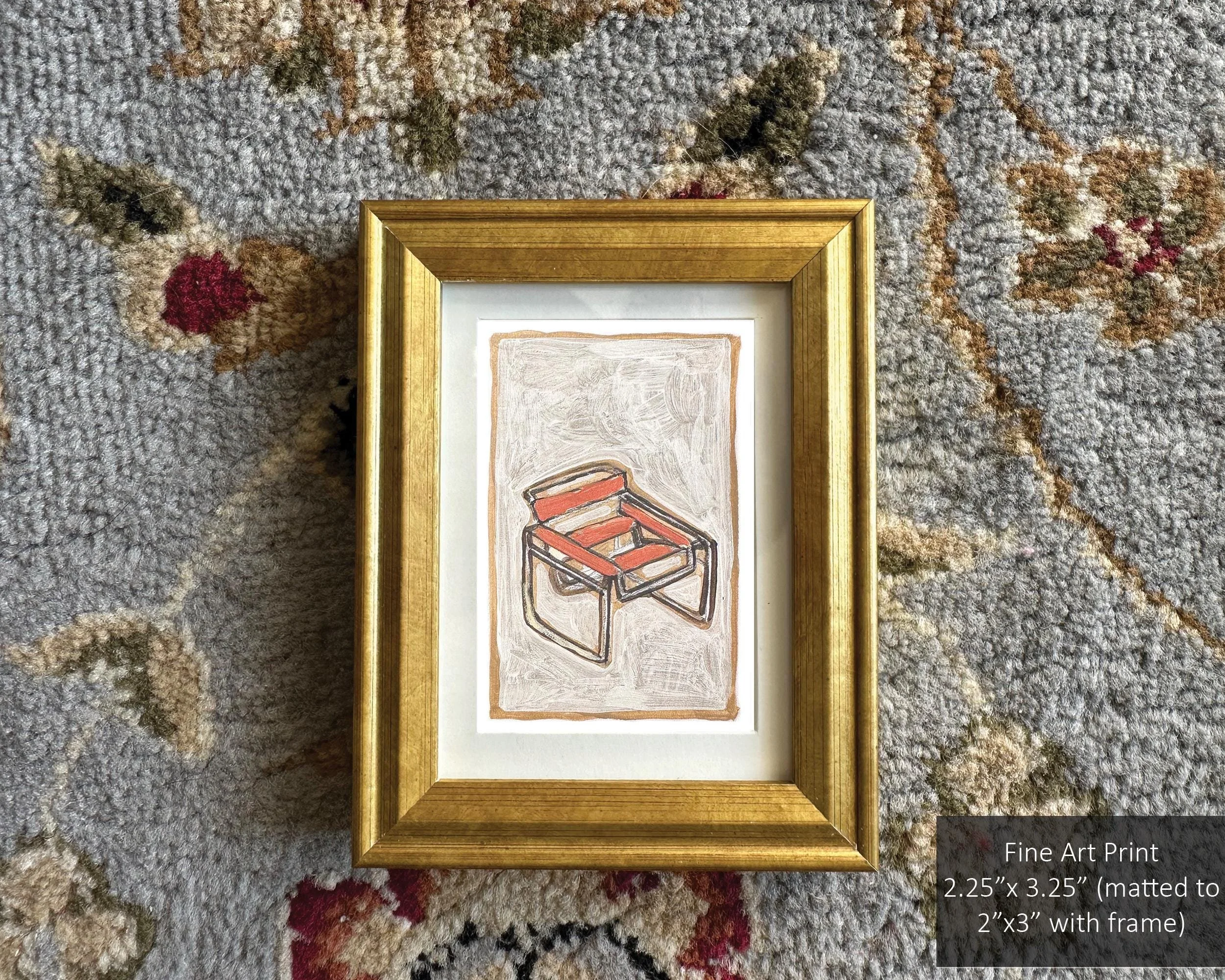 Vintage-inspired Wassily chair art print with modernist design.