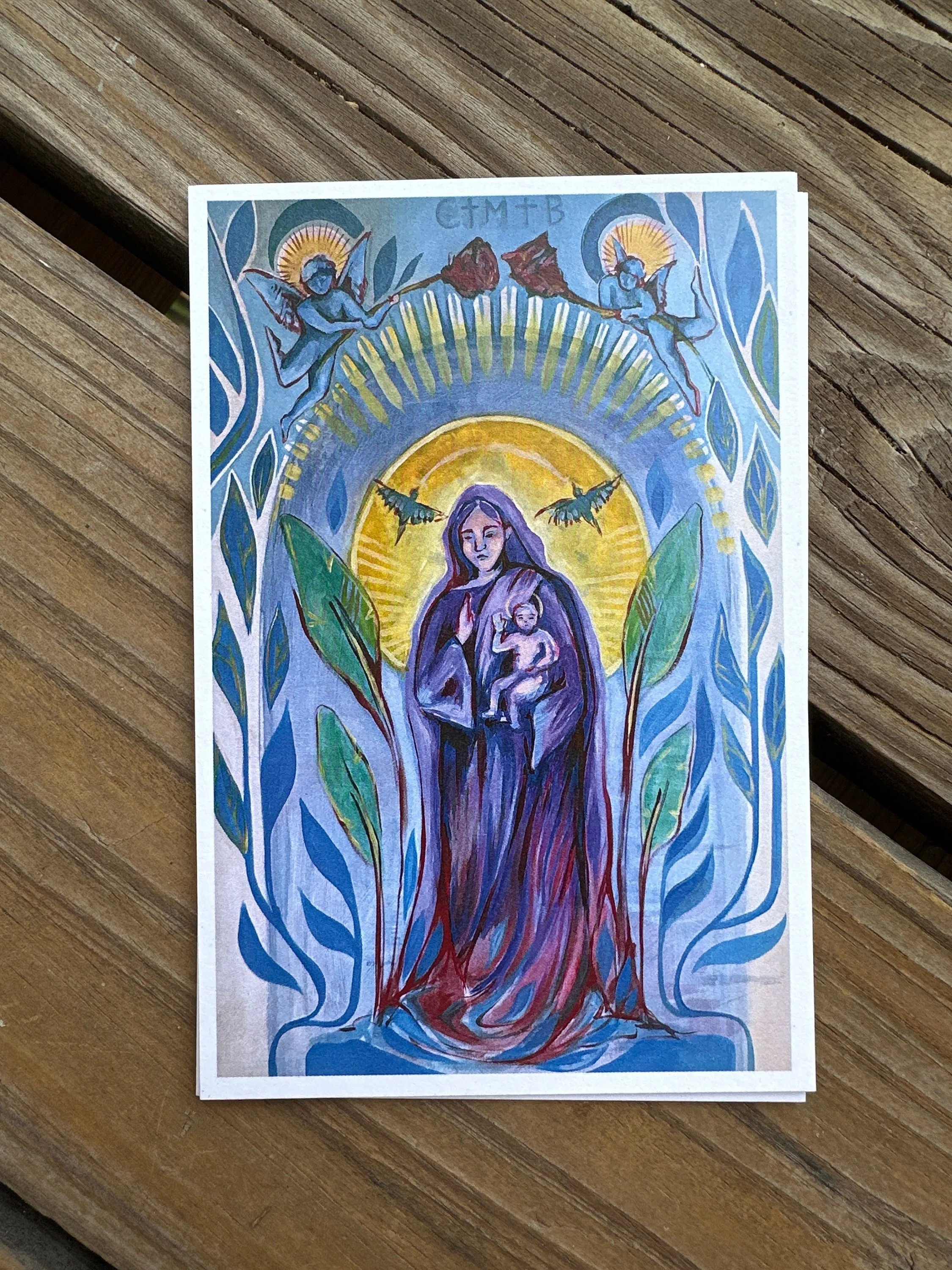 Colorful painting of Mary with rich hues and artistic flair.
