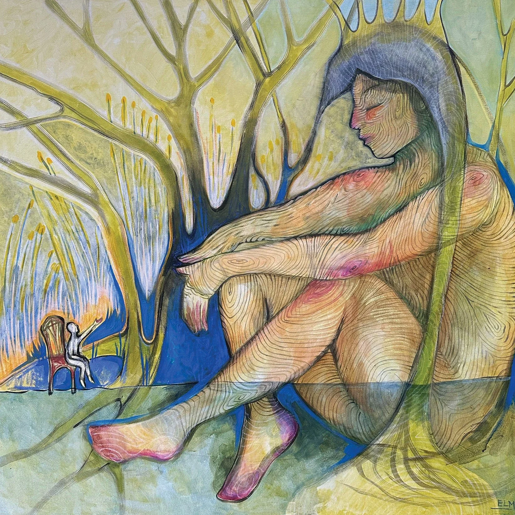 Funky Mother Nature art print with bold, colorful design.