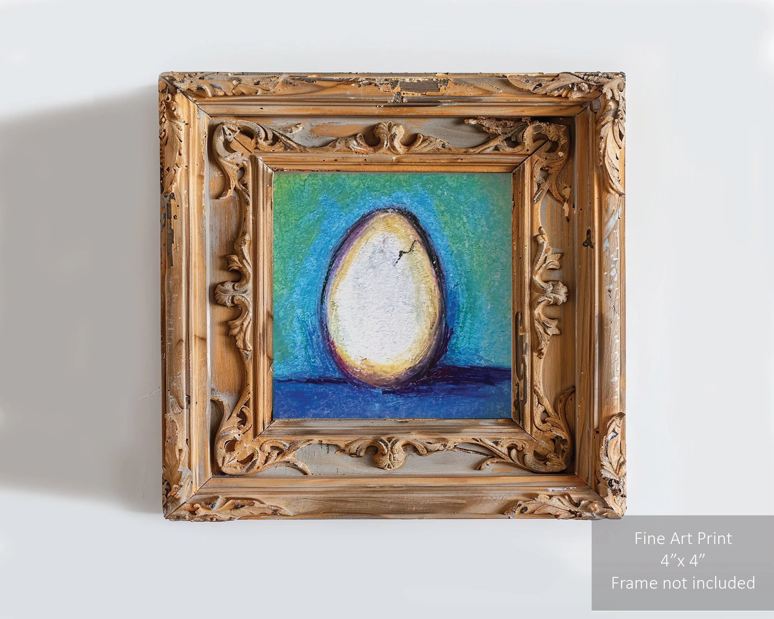 Single egg illustration on a solid blue background.
