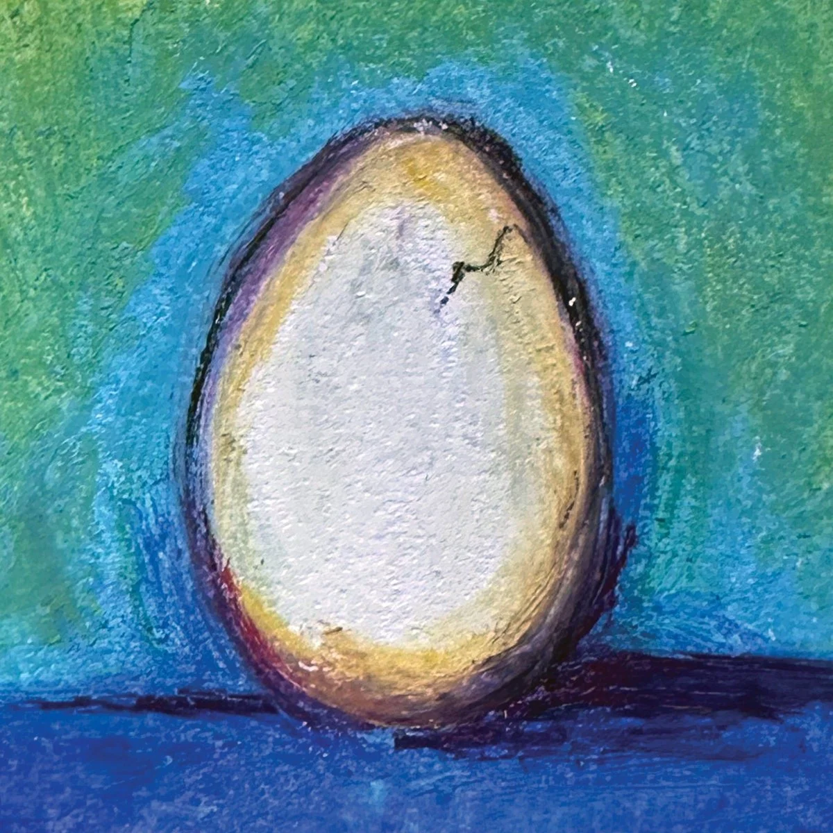 Single egg illustration on a solid blue background.