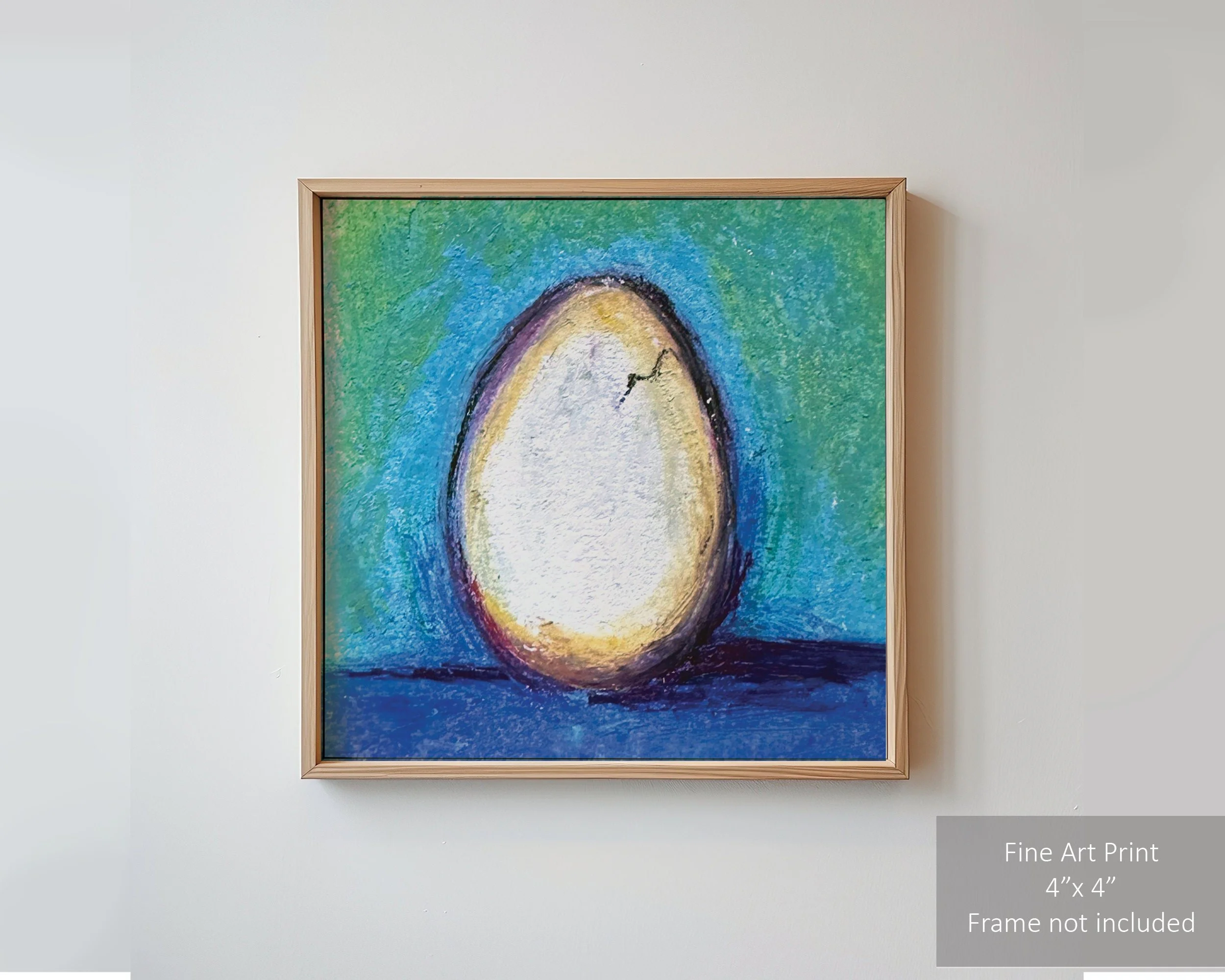 Single egg illustration on a solid blue background.