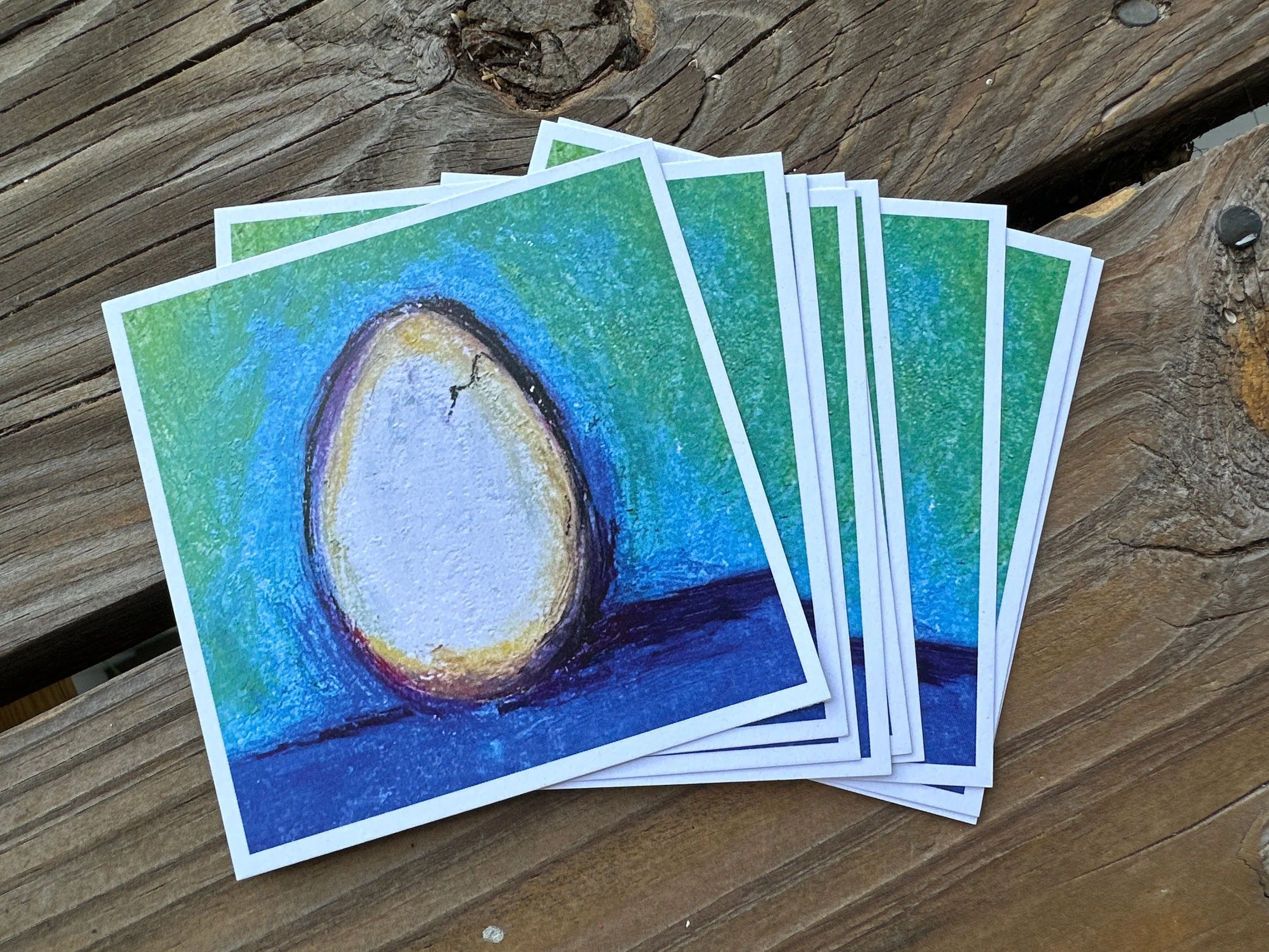 Single egg illustration on a solid blue background.