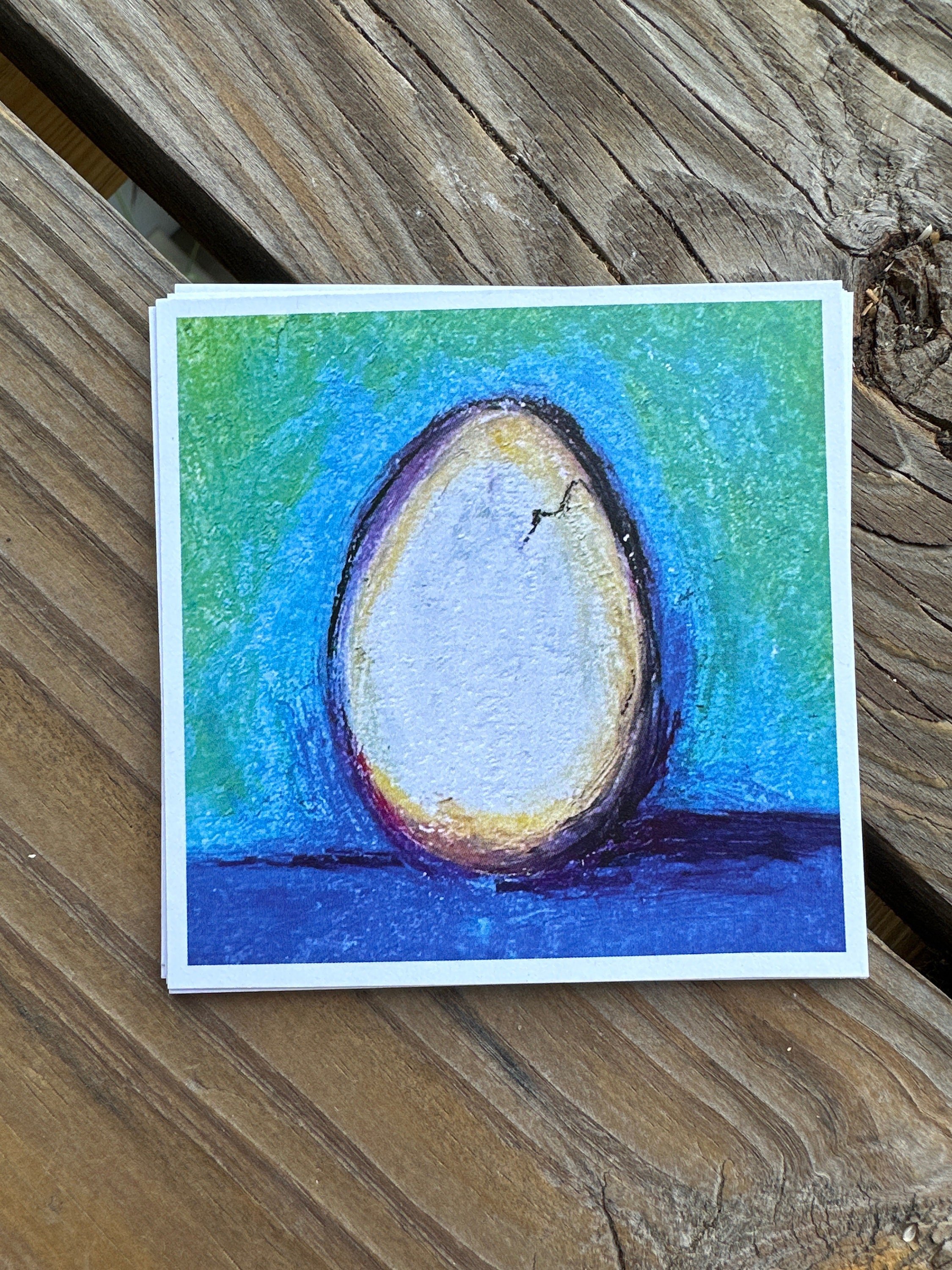 Single egg illustration on a solid blue background.