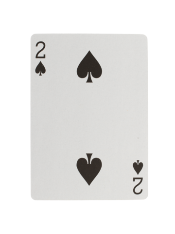“Standard deck playing card showing the 2 of Spades.”