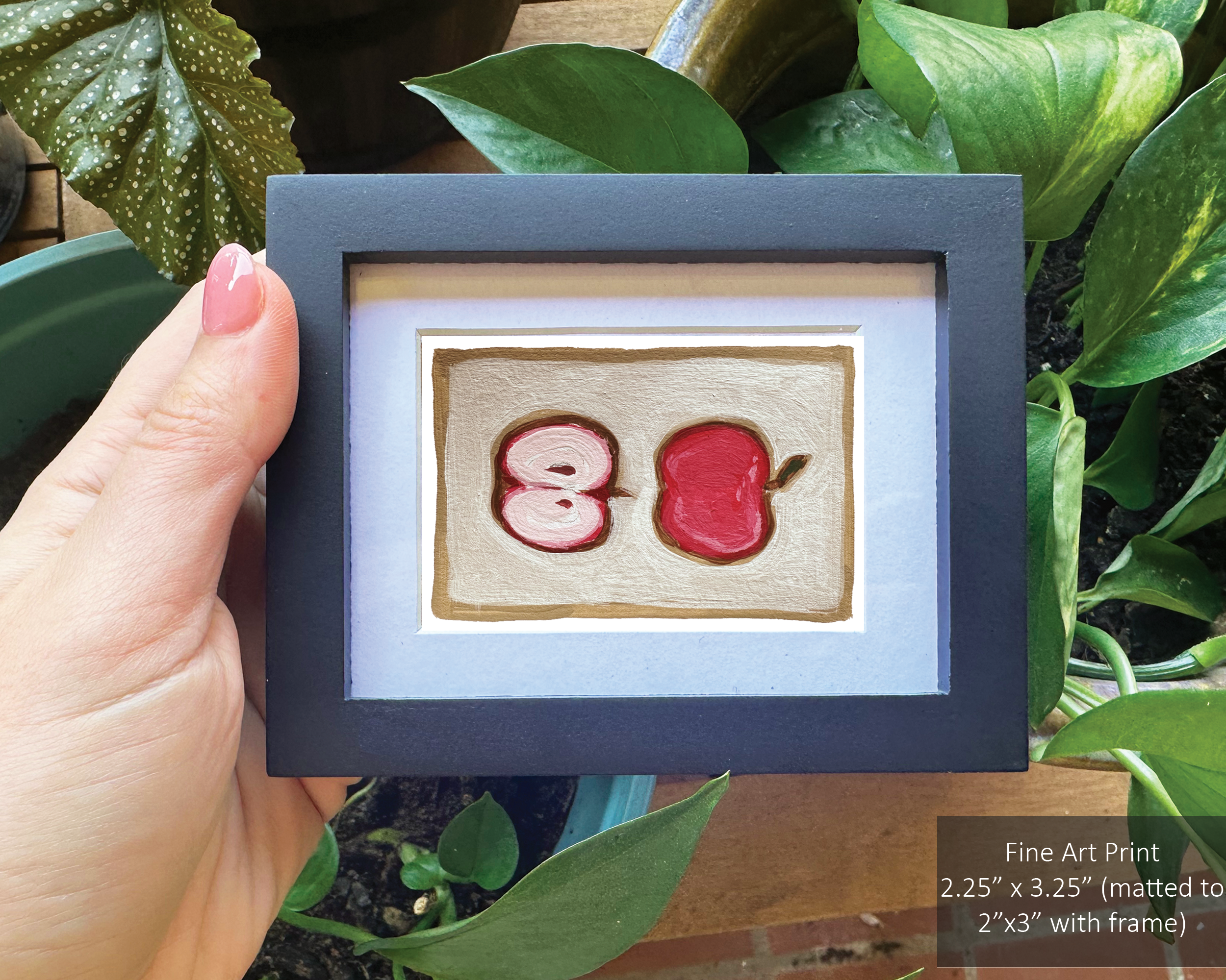 "Colorful small apple artwork perfect for kitchen or dining room decor"