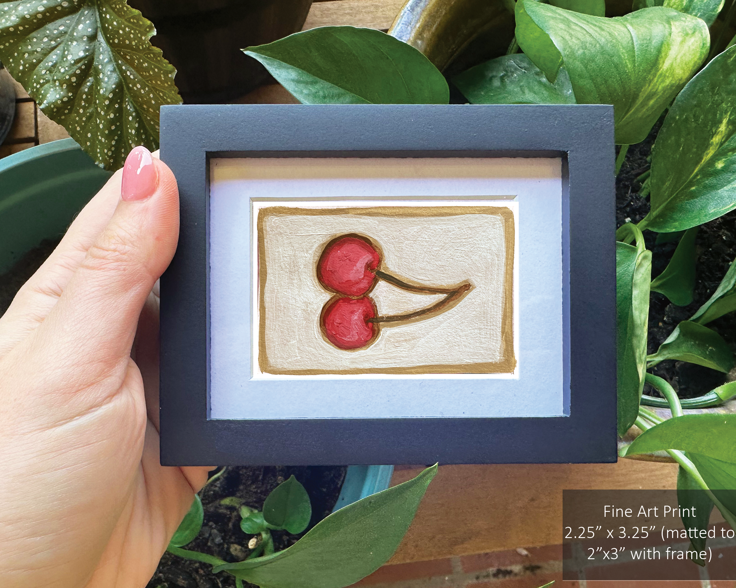 "Small cherry artwork perfect for kitchen, dining room, or gallery wall decor"