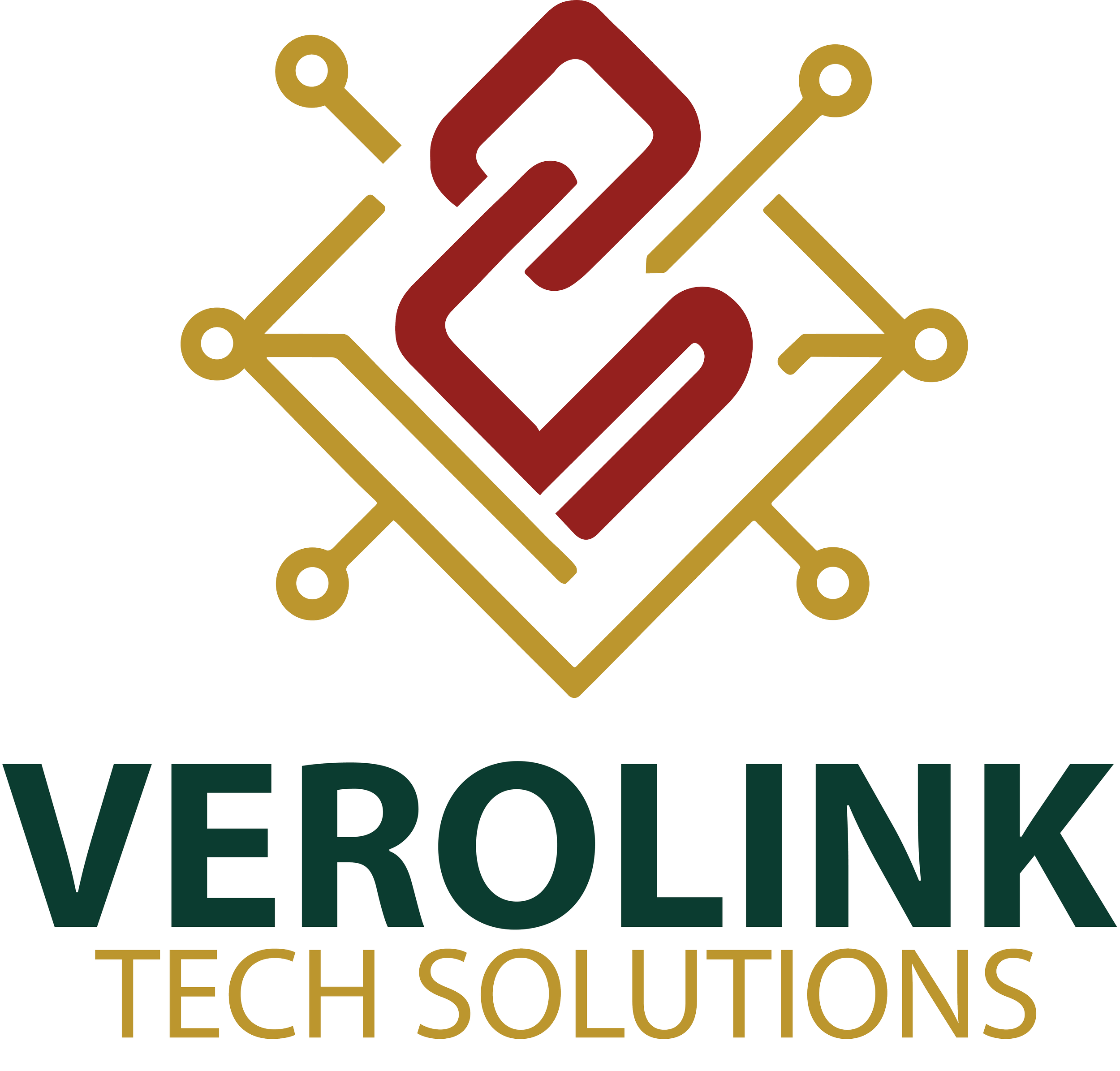 Logo of Verolink Tech Solutions featuring a stylized interconnected circuit design with the name 'Verolink Tech Solutions' beneath.