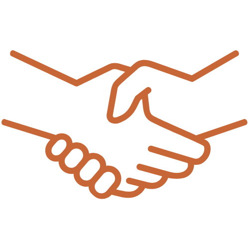 2 hands shaking representing friendly, honest service from AMACS plumbing and heating.