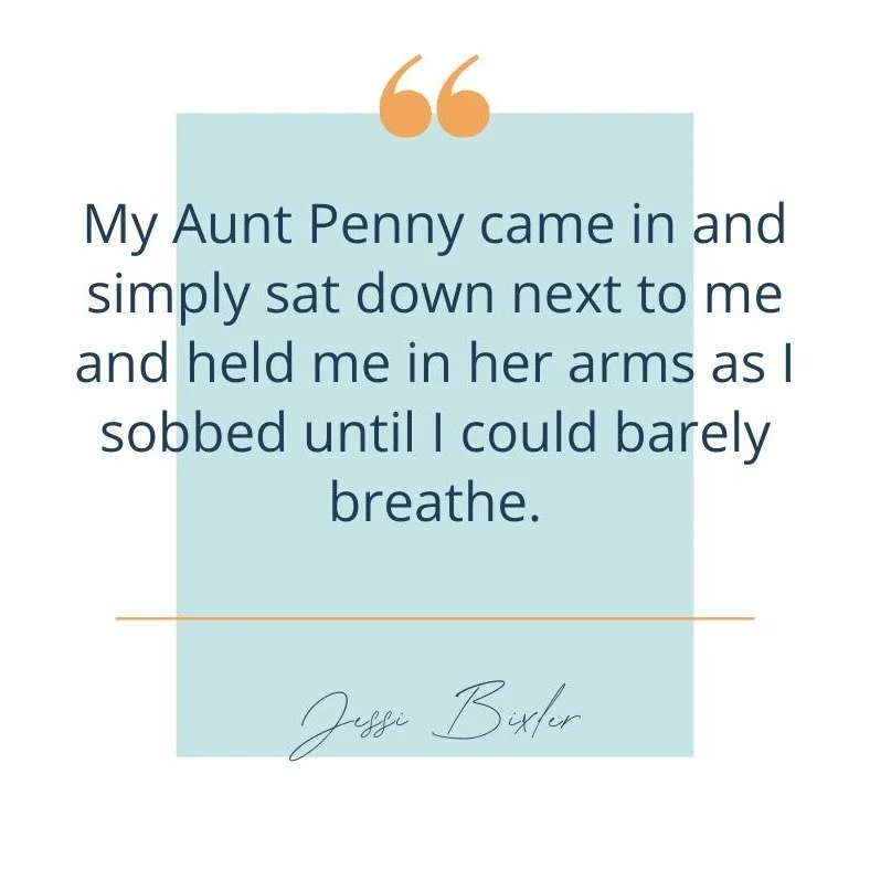 Here&rsquo;s another excerpt from the book&hellip;

&ldquo;My Aunt Penny came in and simply sat down next to me and held me in her arms as I sobbed until I could barely breathe. At the time, the sobbing didn&rsquo;t bother me that much because it fel