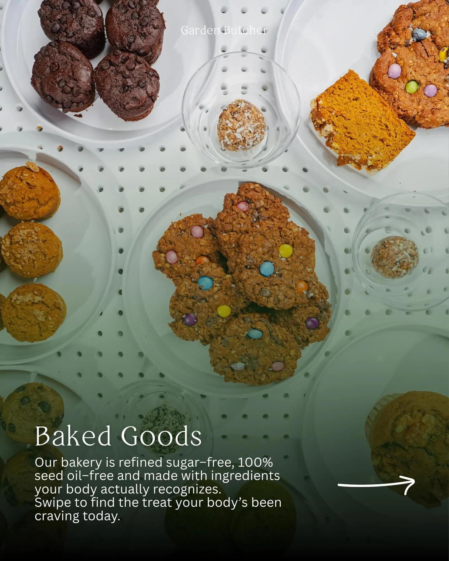 From muffins to cookies, cinnamon rolls to energy bites, we&rsquo;ve got your cravings covered @gardenbutcher! 🍪

What makes us different? 💚
Every single treat is refined sugar-free and 100% seed oil-free.
Made with clean, intentional ingredients.
