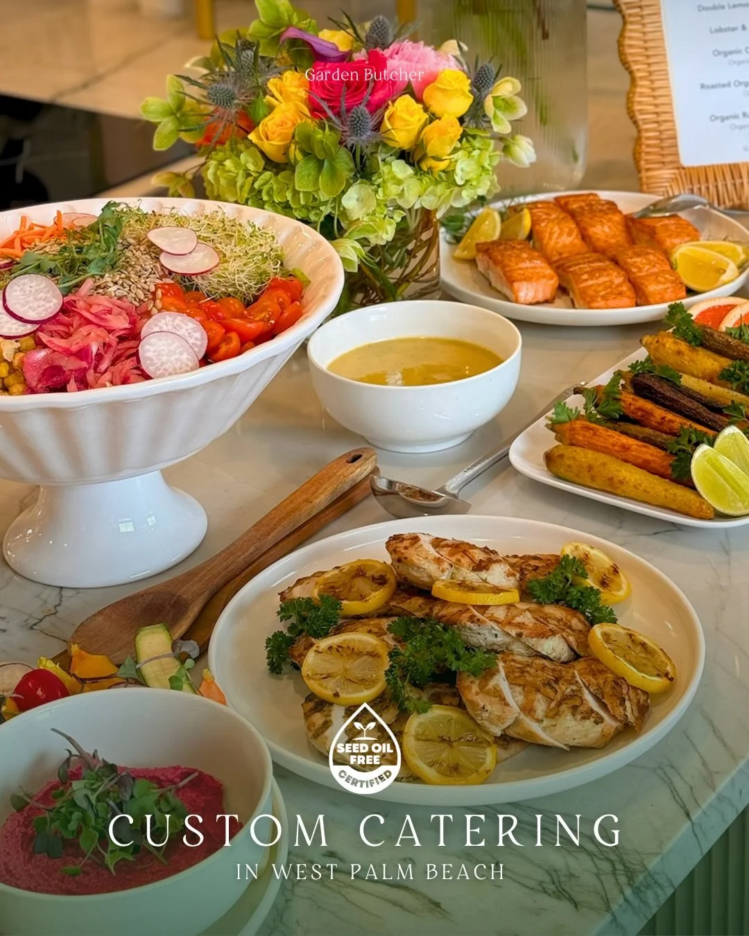 We loved creating this custom catering spread for a beautiful luncheon in our soon-to-be neighborhood West Palm Beach 🤍🌴

At @gardenbutcher, everything is crafted with intention and designed to truly nourish. Always seed-oil free, locally sourced, 