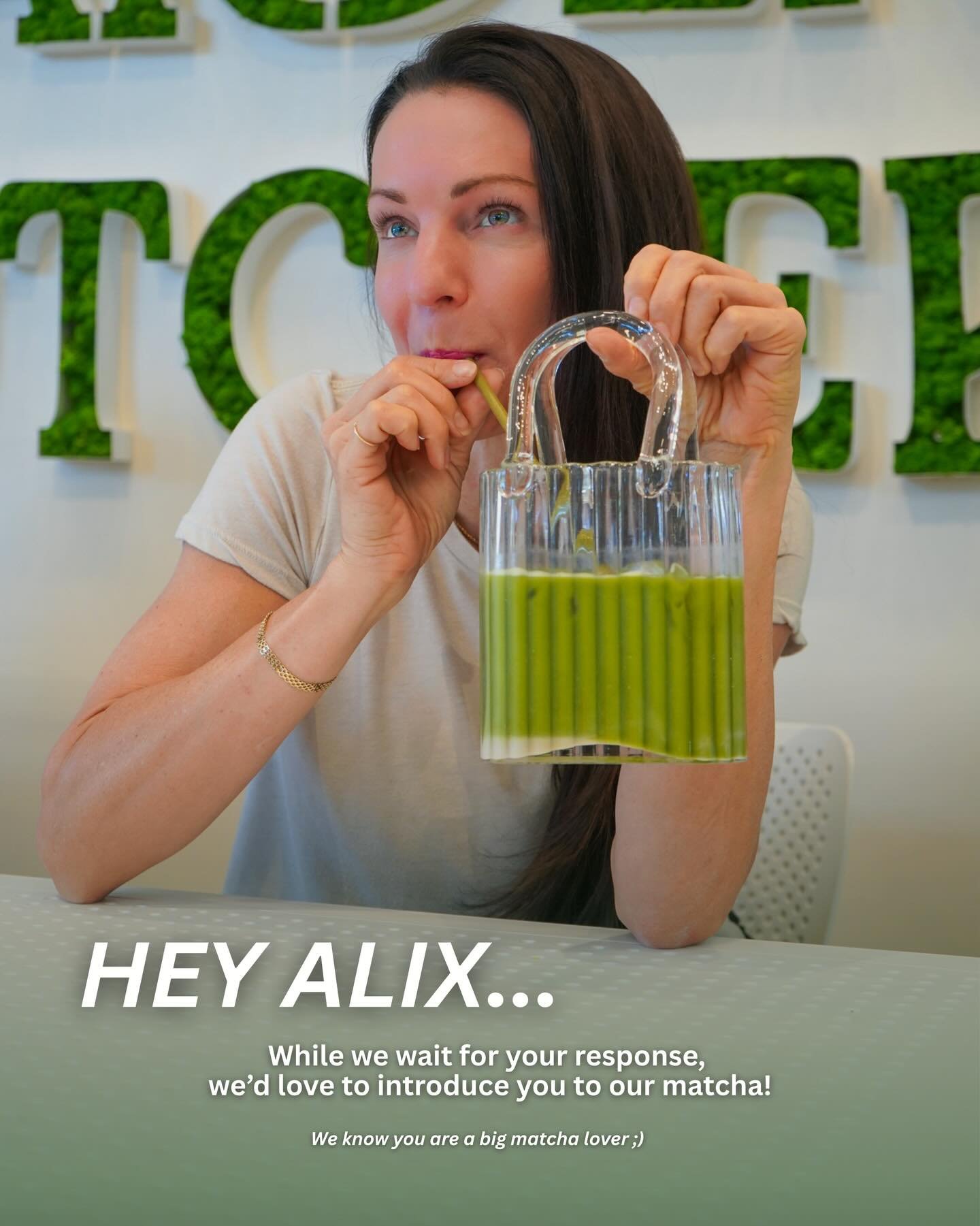 We&rsquo;ll be patiently sipping and waiting, girl @alixearle 💚🍵
While we wait&hellip; make sure to grab your matcha + seed-oil free eats 👀 Dine in or order on the GB app today!&nbsp;
.
.
.
alixearle gardenbutcher matcha ceremonialmatcha housemade